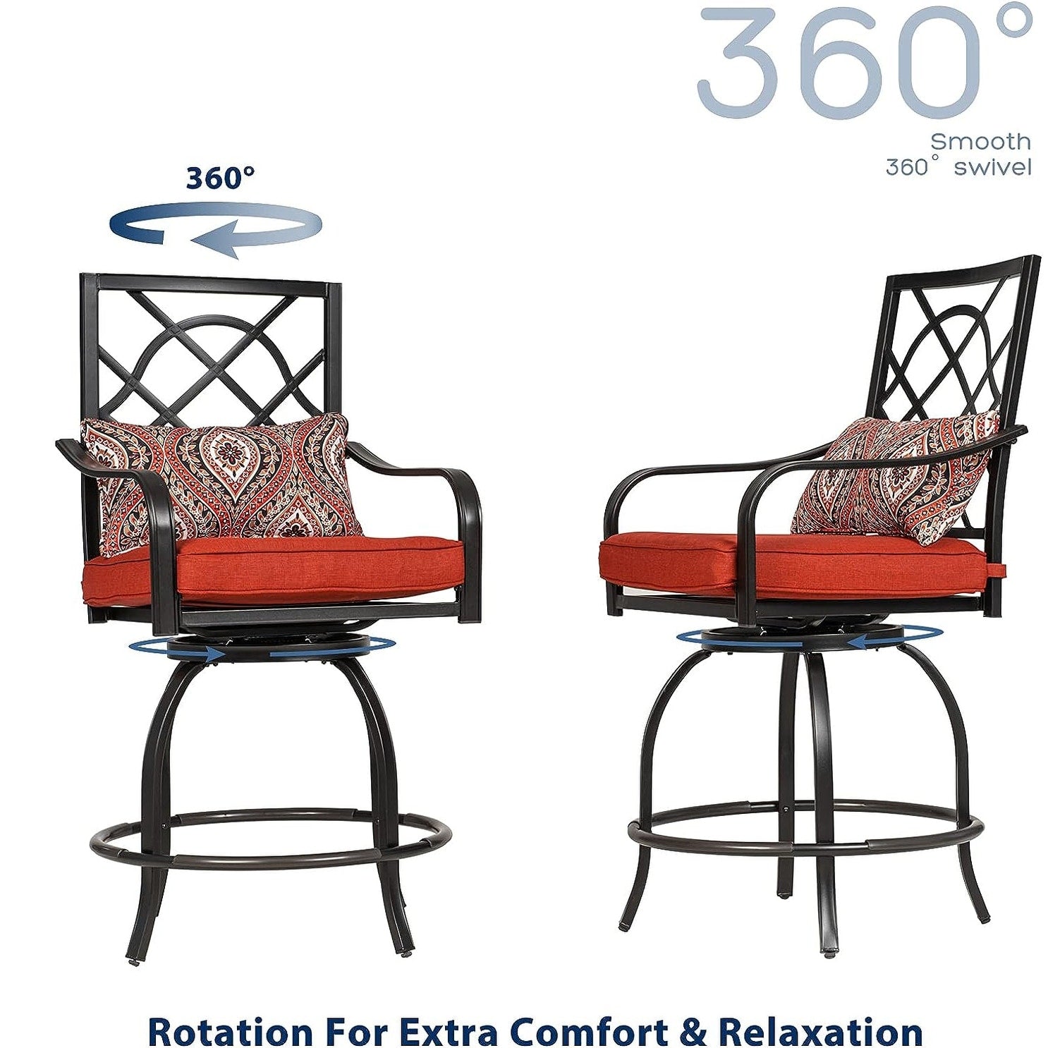 3-Piece Outdoor Patio Metal High Seating Swivel Bistro Set - 3-Pieces