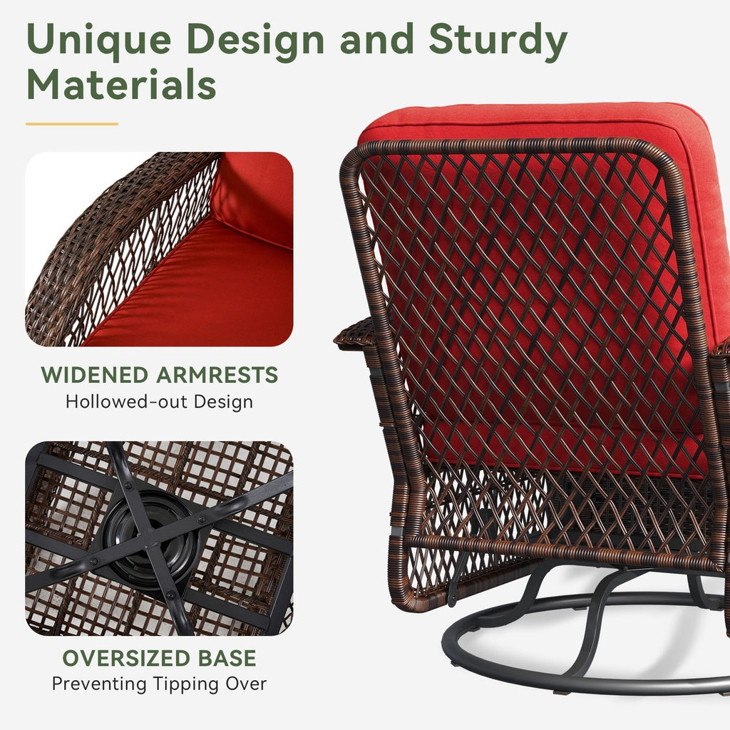 3 Pieces Patio Furniture Set, Patio Swivel Rocker Chairs Set of 2
