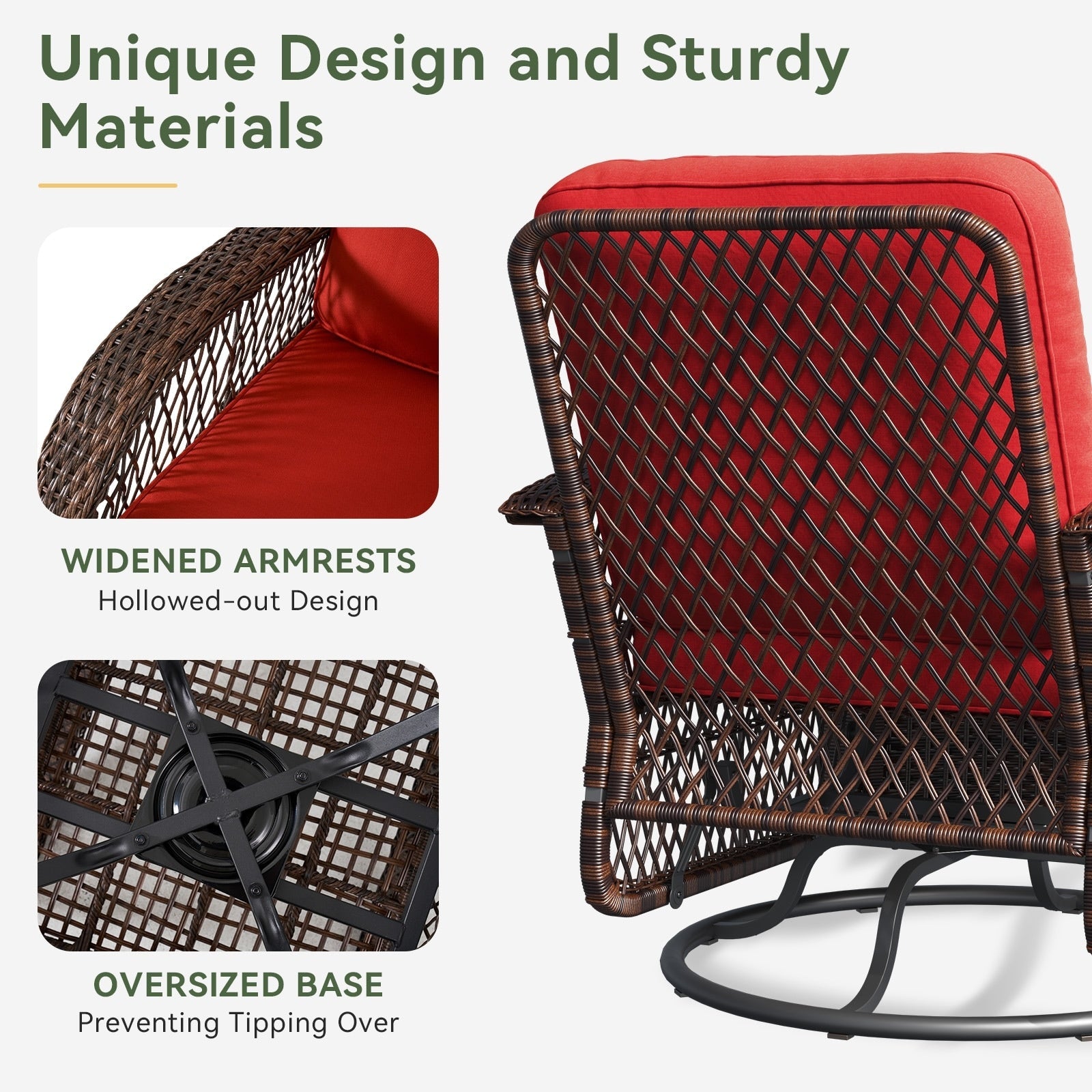 3 Pieces Patio Furniture Set, Patio Swivel Rocker Chairs Set of 2