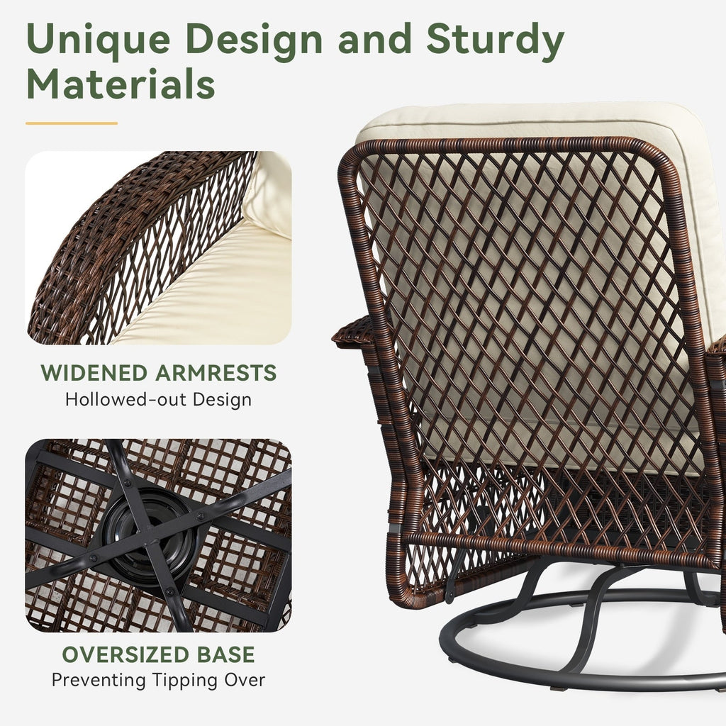 3 Pieces Patio Furniture Set, Patio Swivel Rocker Chairs Set of 2