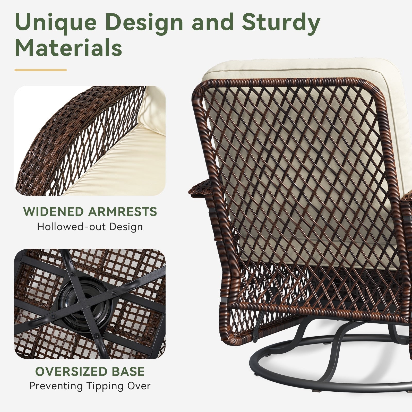 3 Pieces Patio Furniture Set, Patio Swivel Rocker Chairs Set of 2