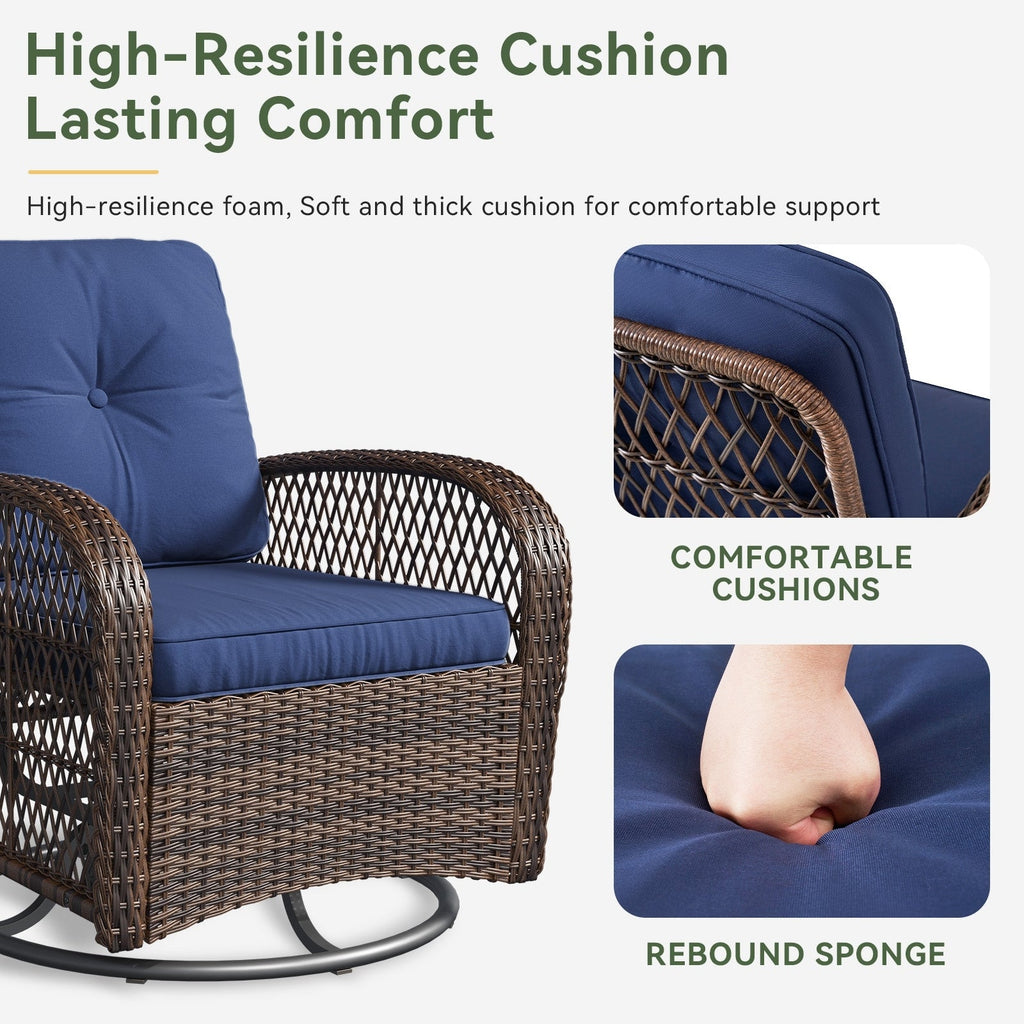 3 Pieces Patio Furniture Set, Patio Swivel Rocker Chairs Set of 2