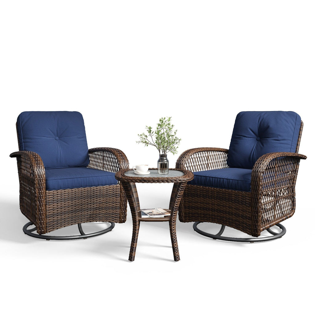 3 Pieces Patio Furniture Set, Patio Swivel Rocker Chairs Set of 2