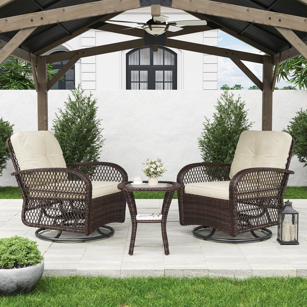 3 Pieces Patio Furniture Set, Patio Swivel Rocker Chairs Set of 2