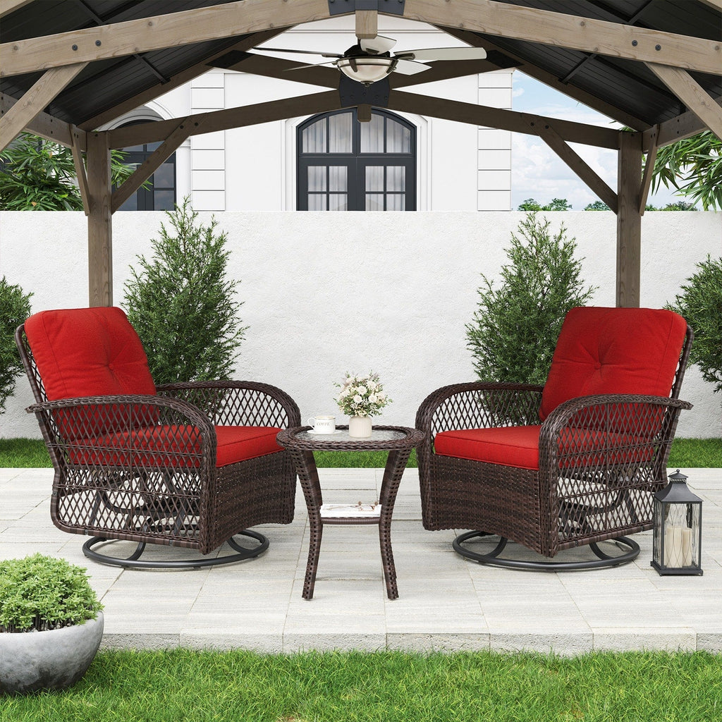 3 Pieces Patio Furniture Set, Patio Swivel Rocker Chairs Set of 2
