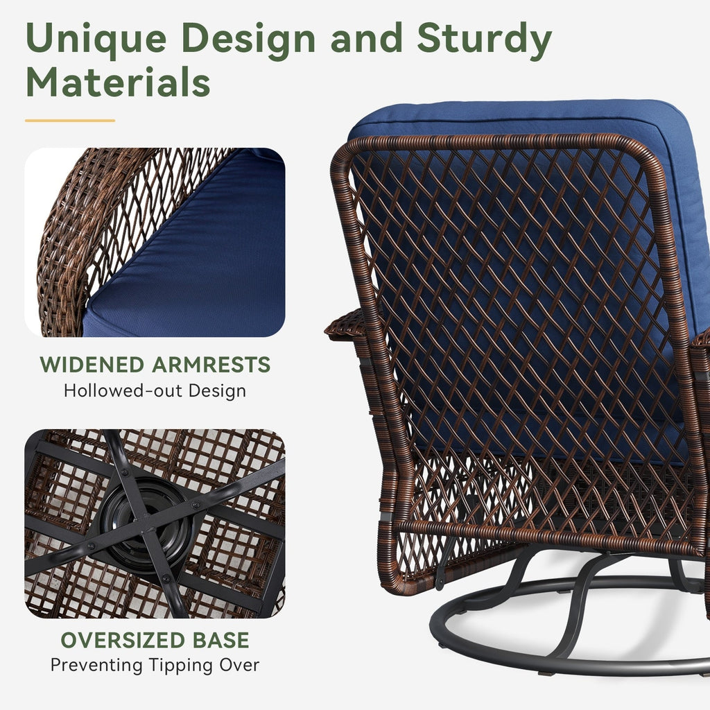 3 Pieces Patio Furniture Set, Patio Swivel Rocker Chairs Set of 2