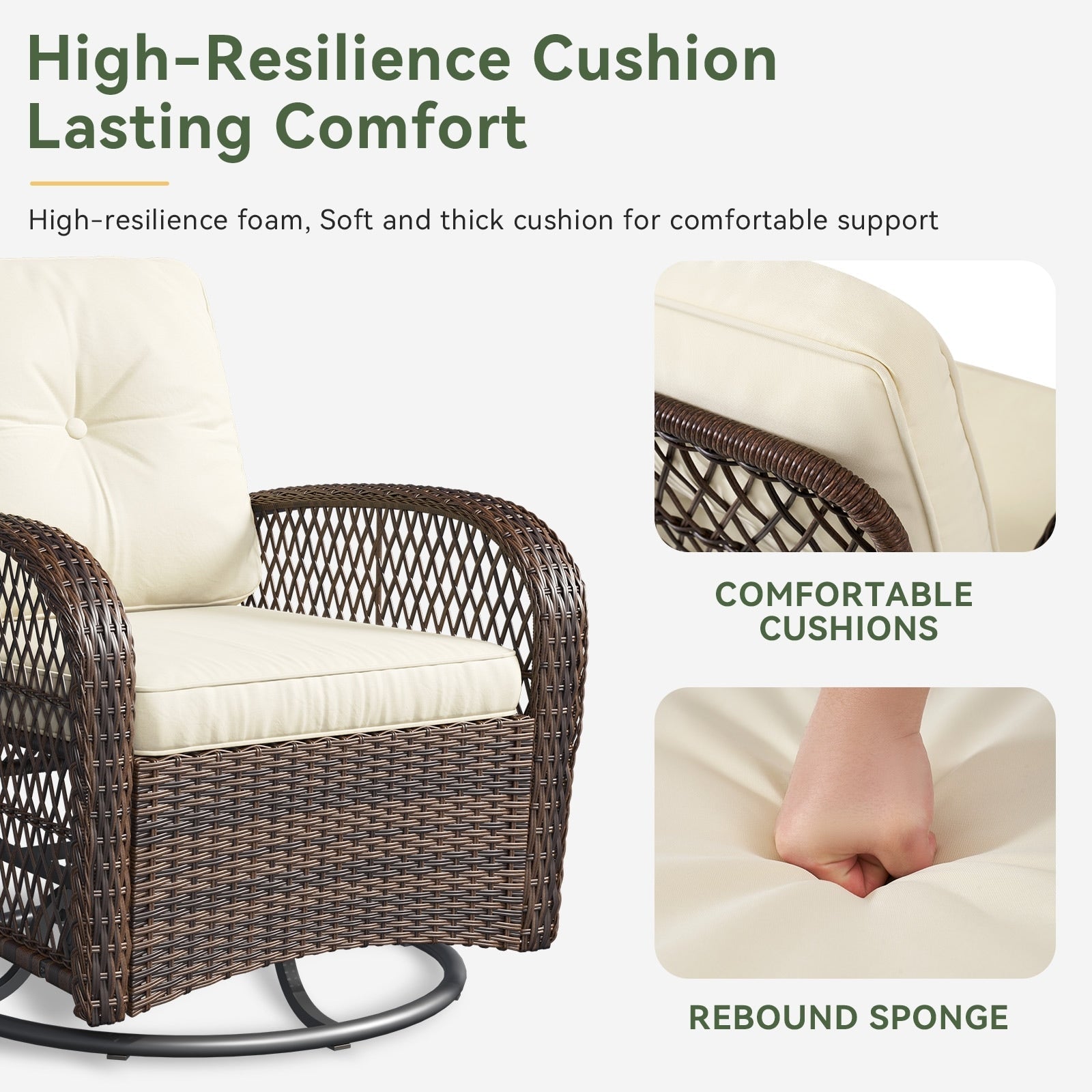 3 Pieces Patio Furniture Set, Patio Swivel Rocker Chairs Set of 2