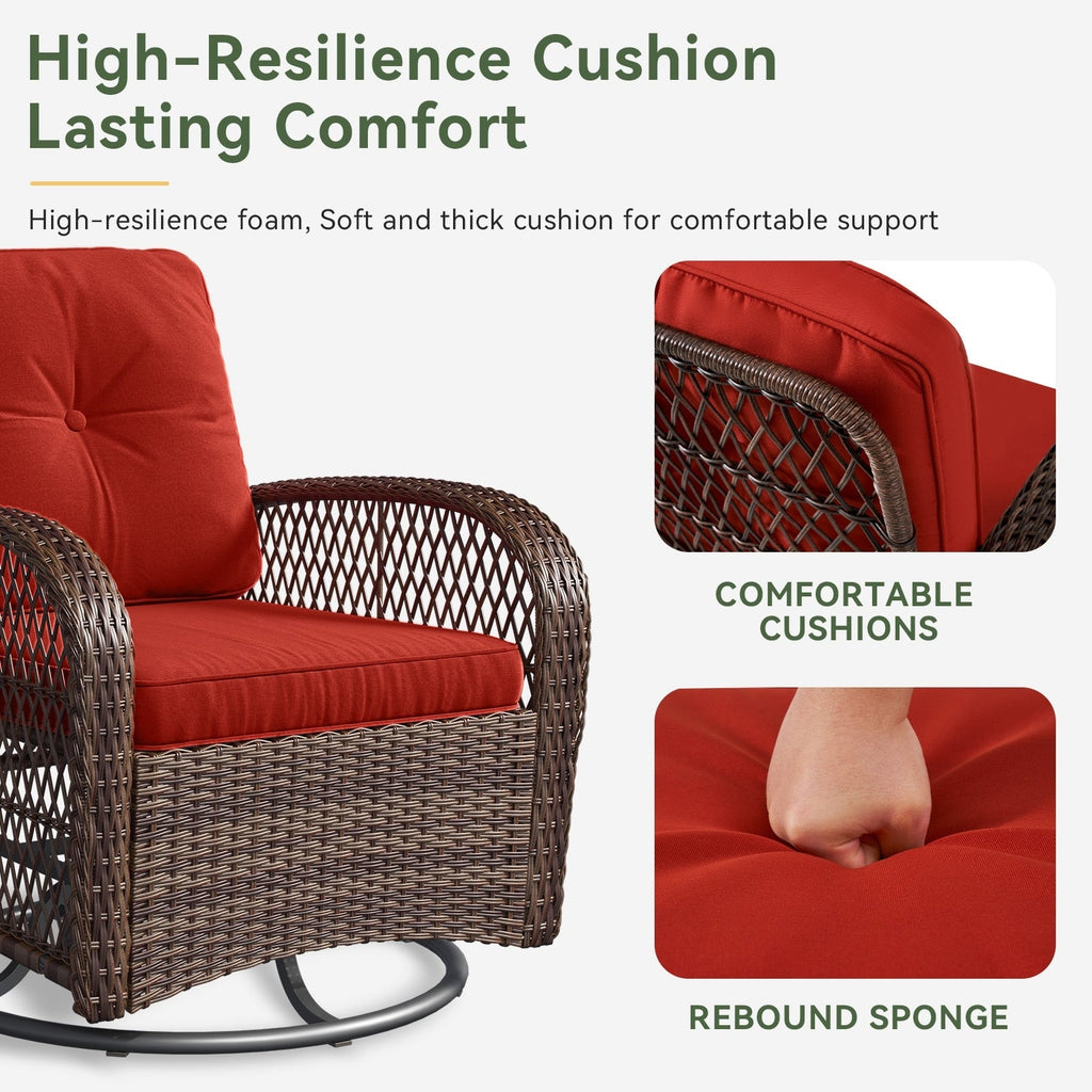 3 Pieces Patio Furniture Set, Patio Swivel Rocker Chairs Set of 2