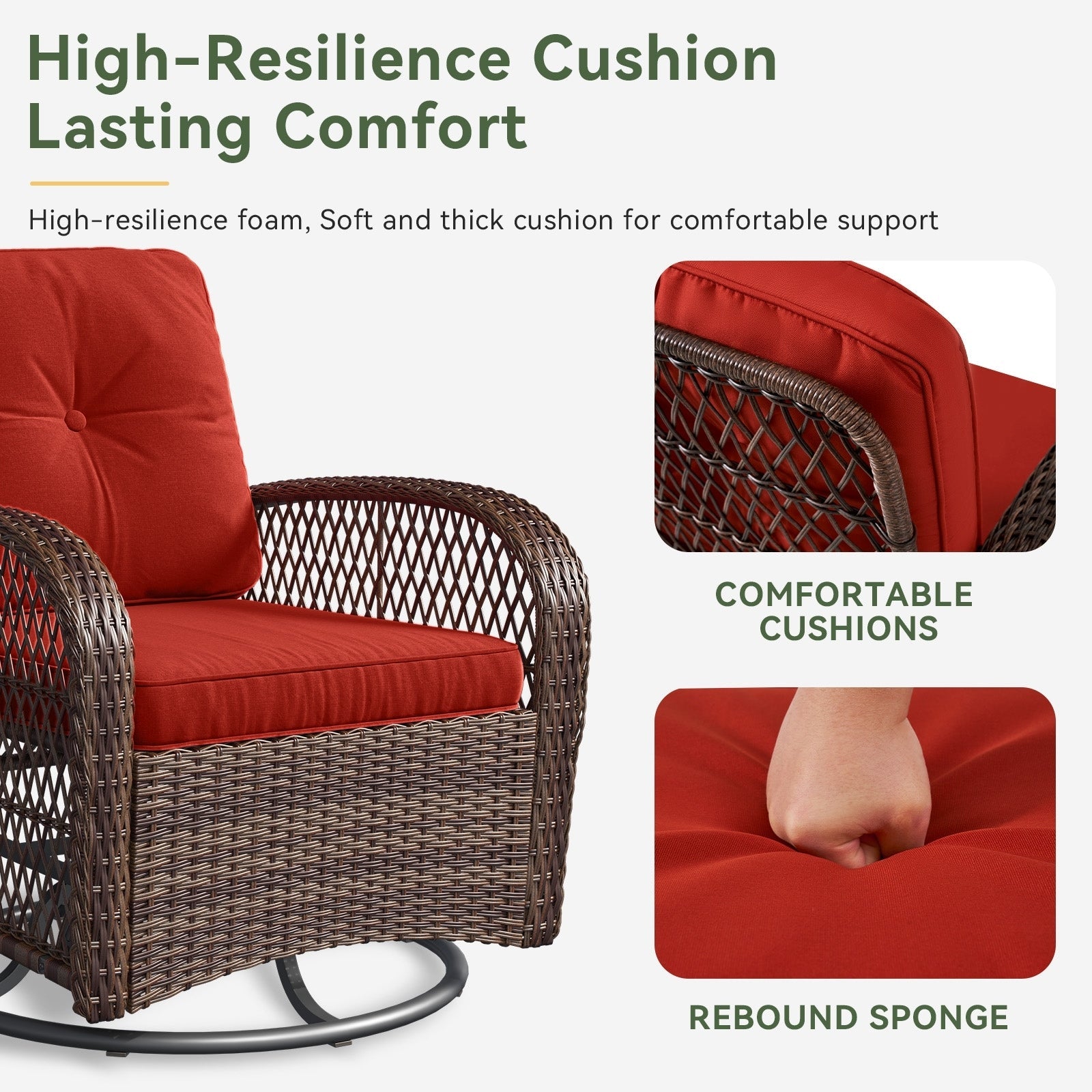 3 Pieces Patio Furniture Set, Patio Swivel Rocker Chairs Set of 2