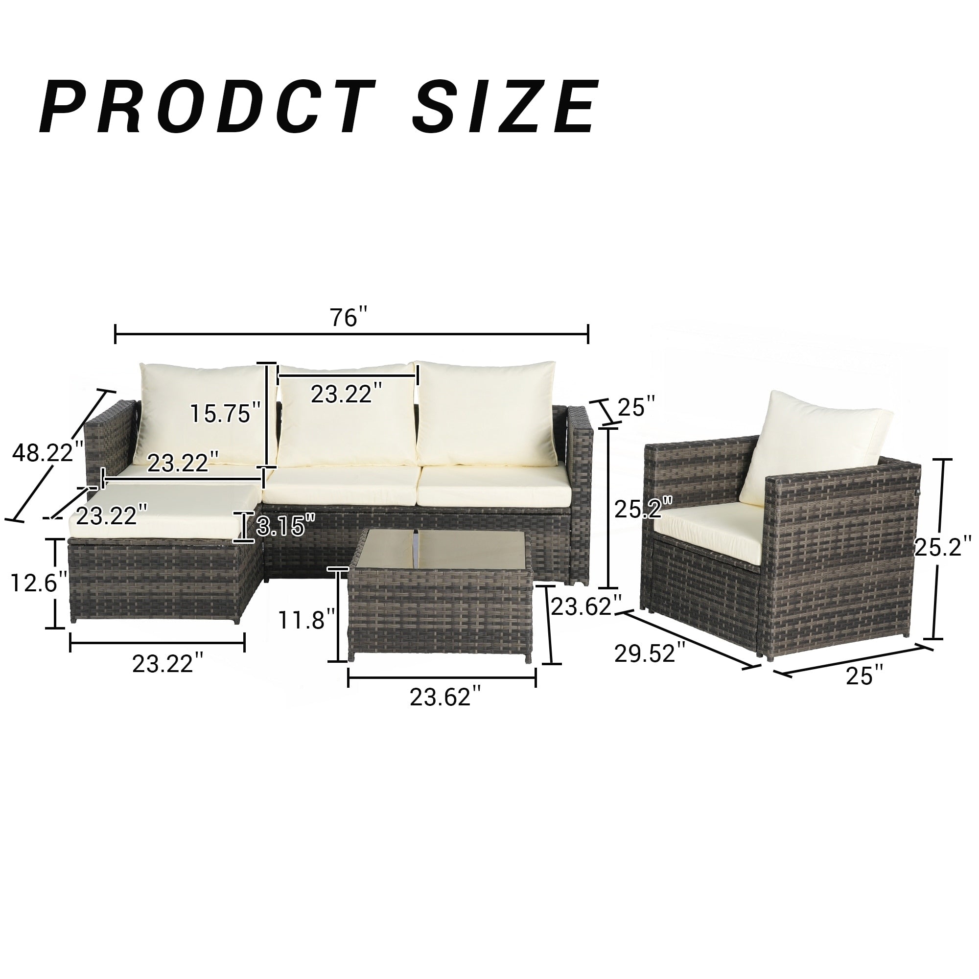 3 Pieces Patio Furniture Set