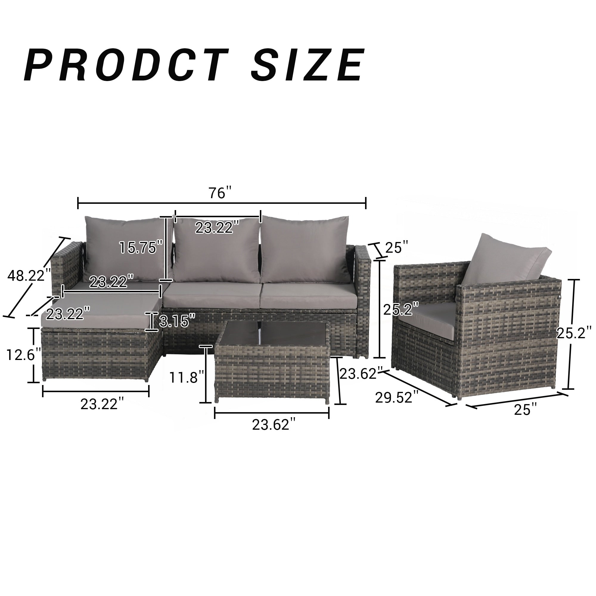 3 Pieces Patio Furniture Set