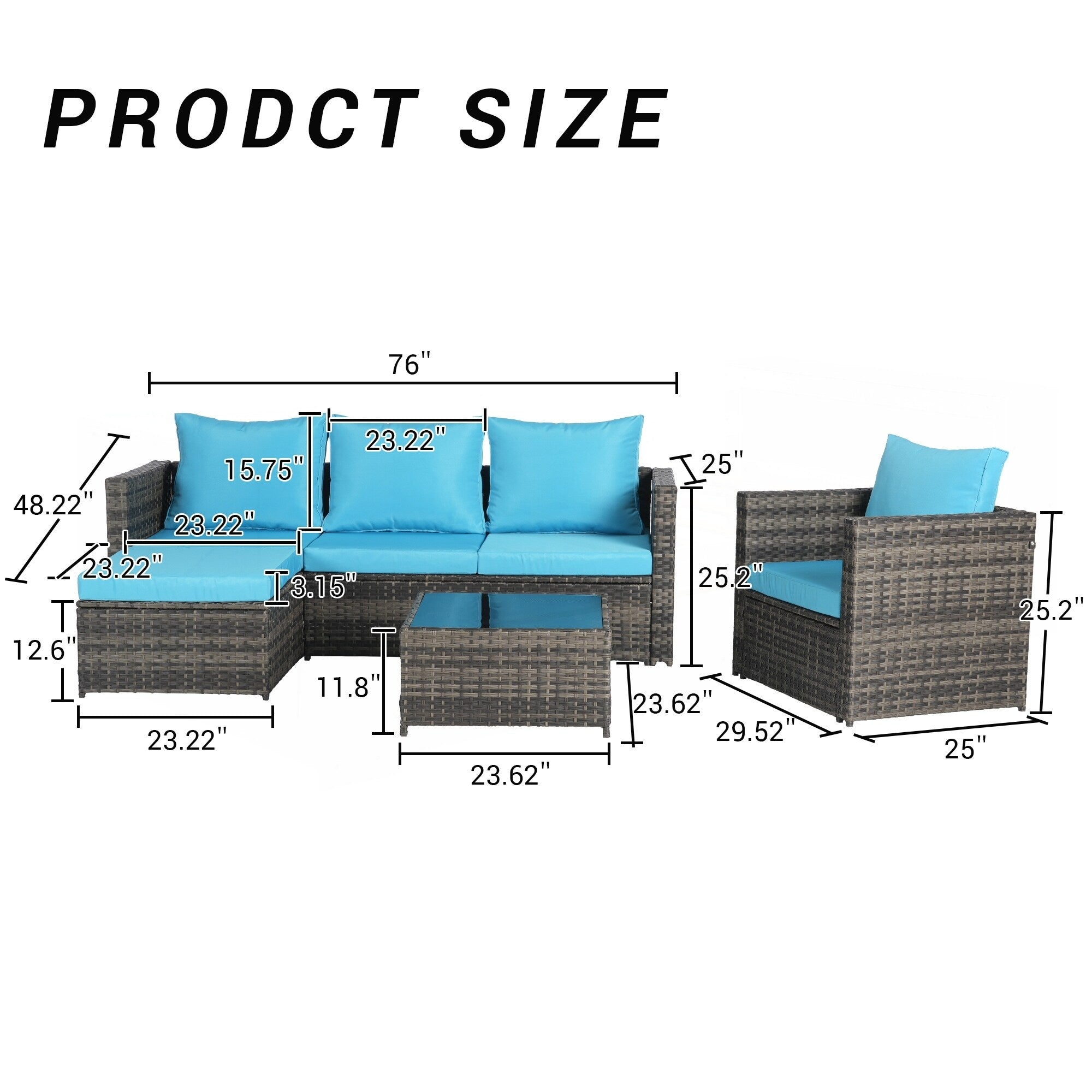 3 Pieces Patio Furniture Set