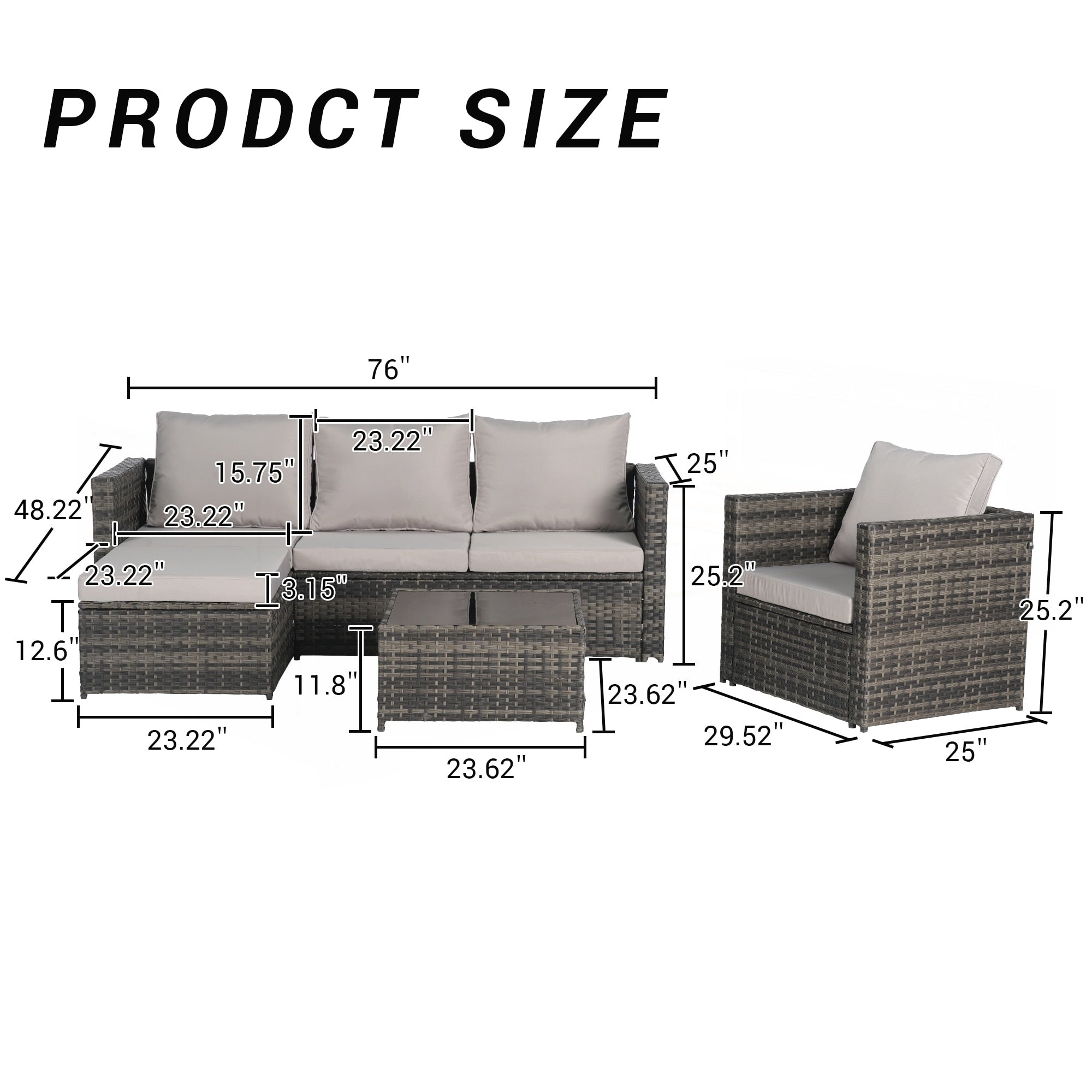 3 Pieces Patio Furniture Set