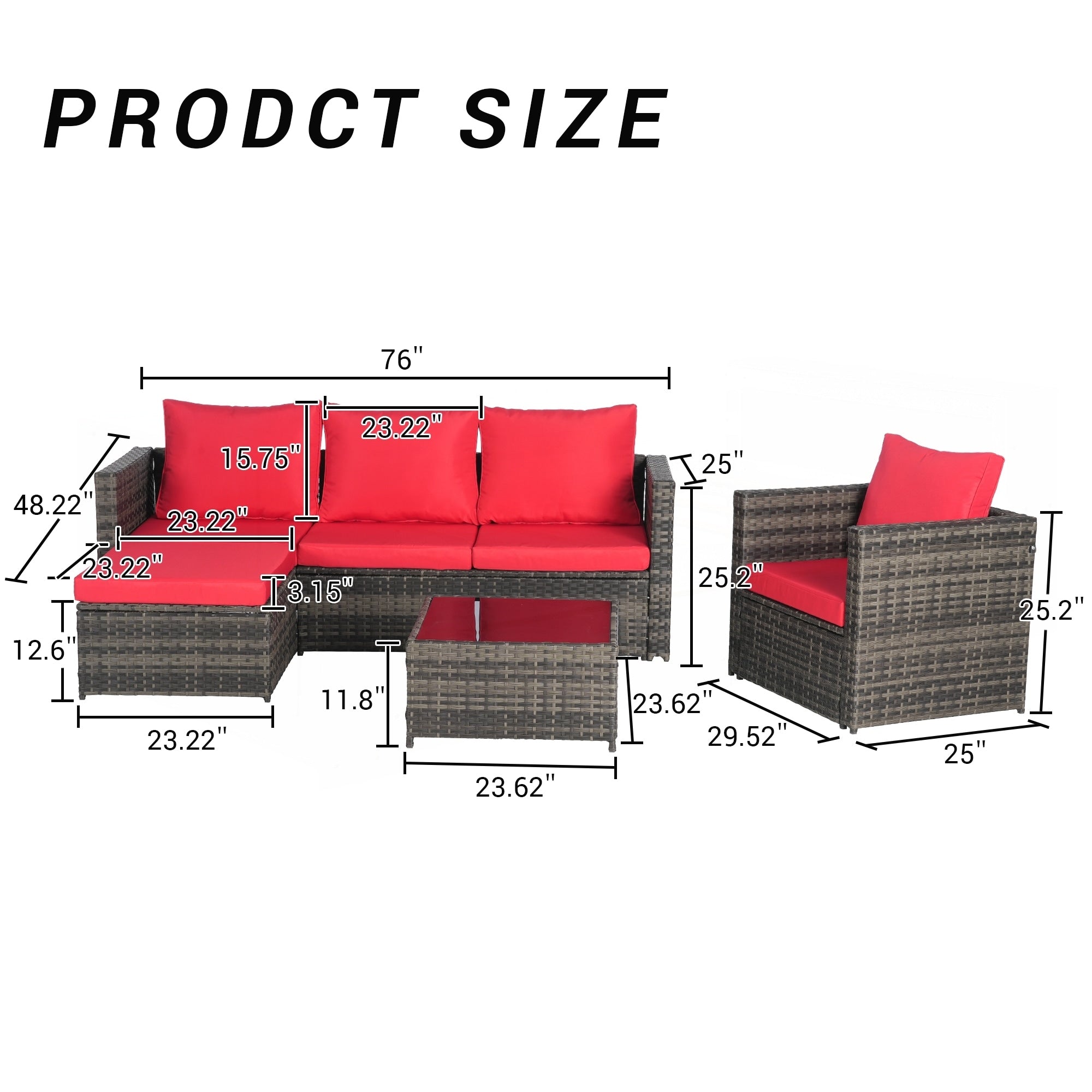 3 Pieces Patio Furniture Set