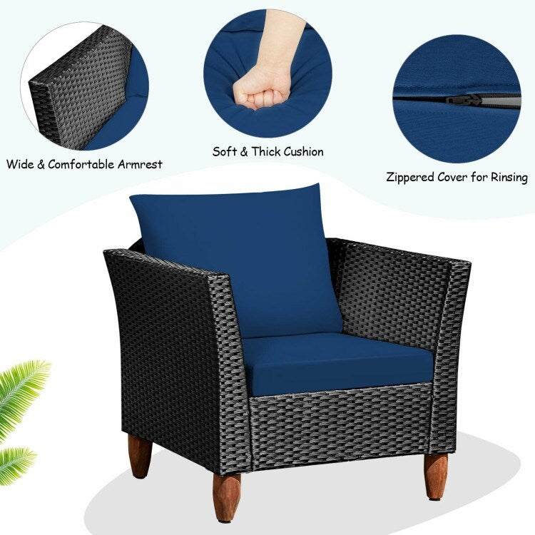 3 Pieces Patio wicker Furniture Set with Cushion - 28.5 x 27.5 x 27 (L x W x H)