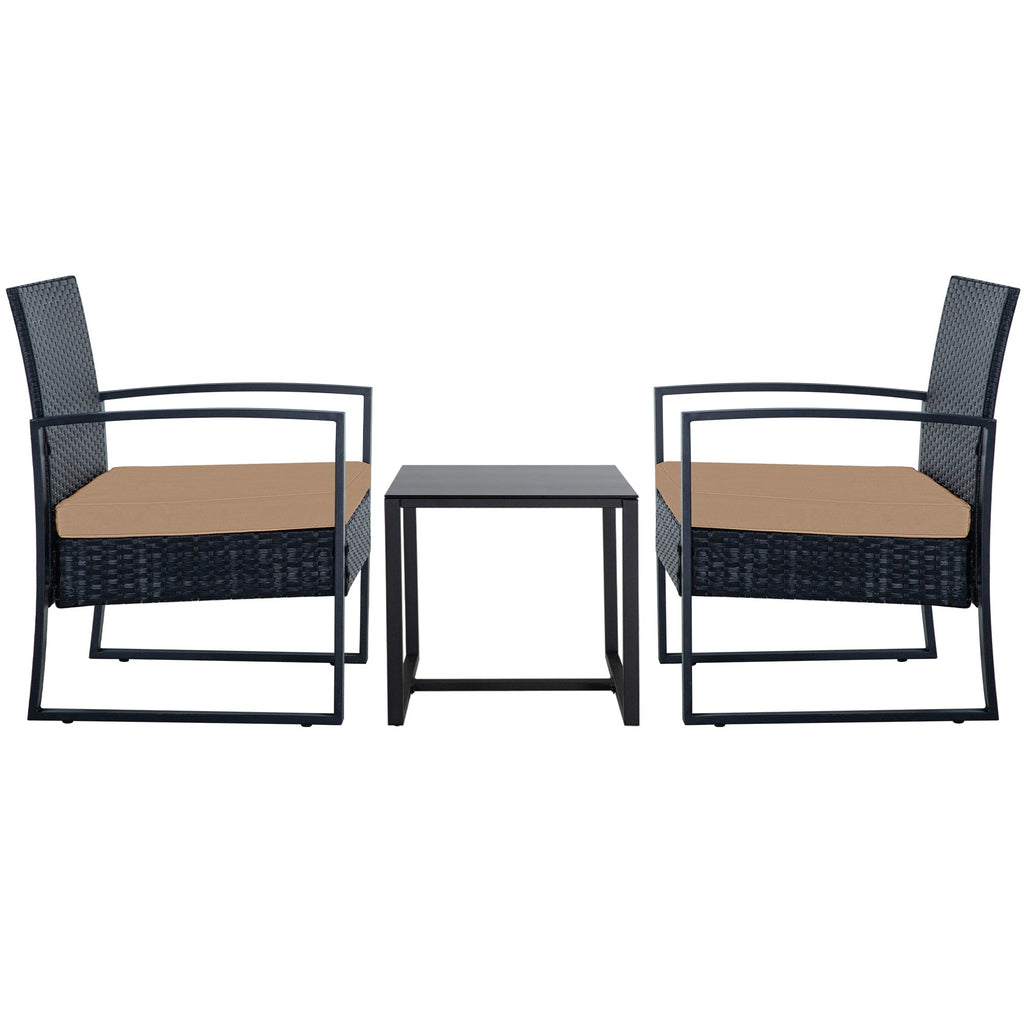 Ensemble de 3 chaises de jardin en osier avec coussins