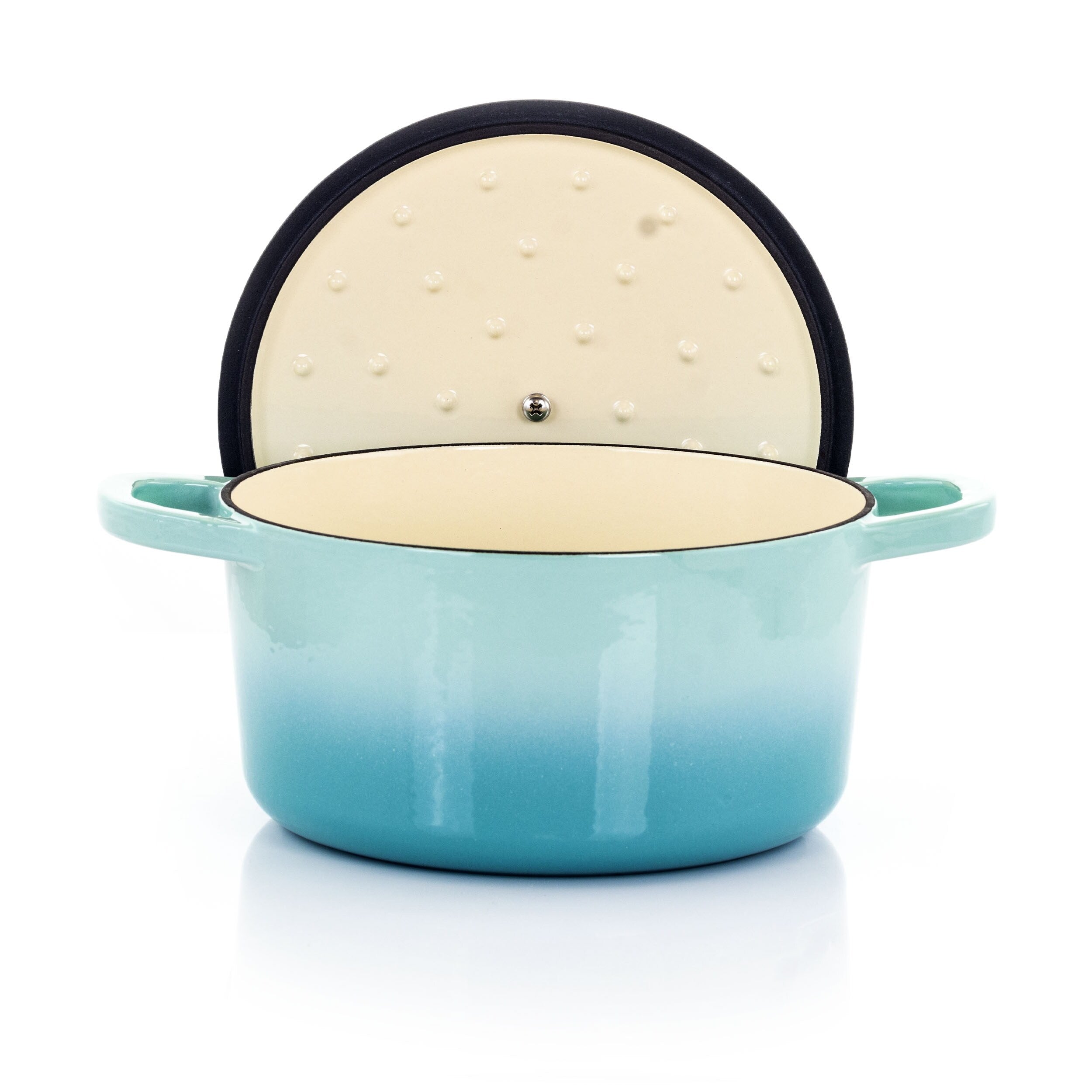 Cocotte en fonte émaillée de 3 litres, couleur bleu sarcelle arctique