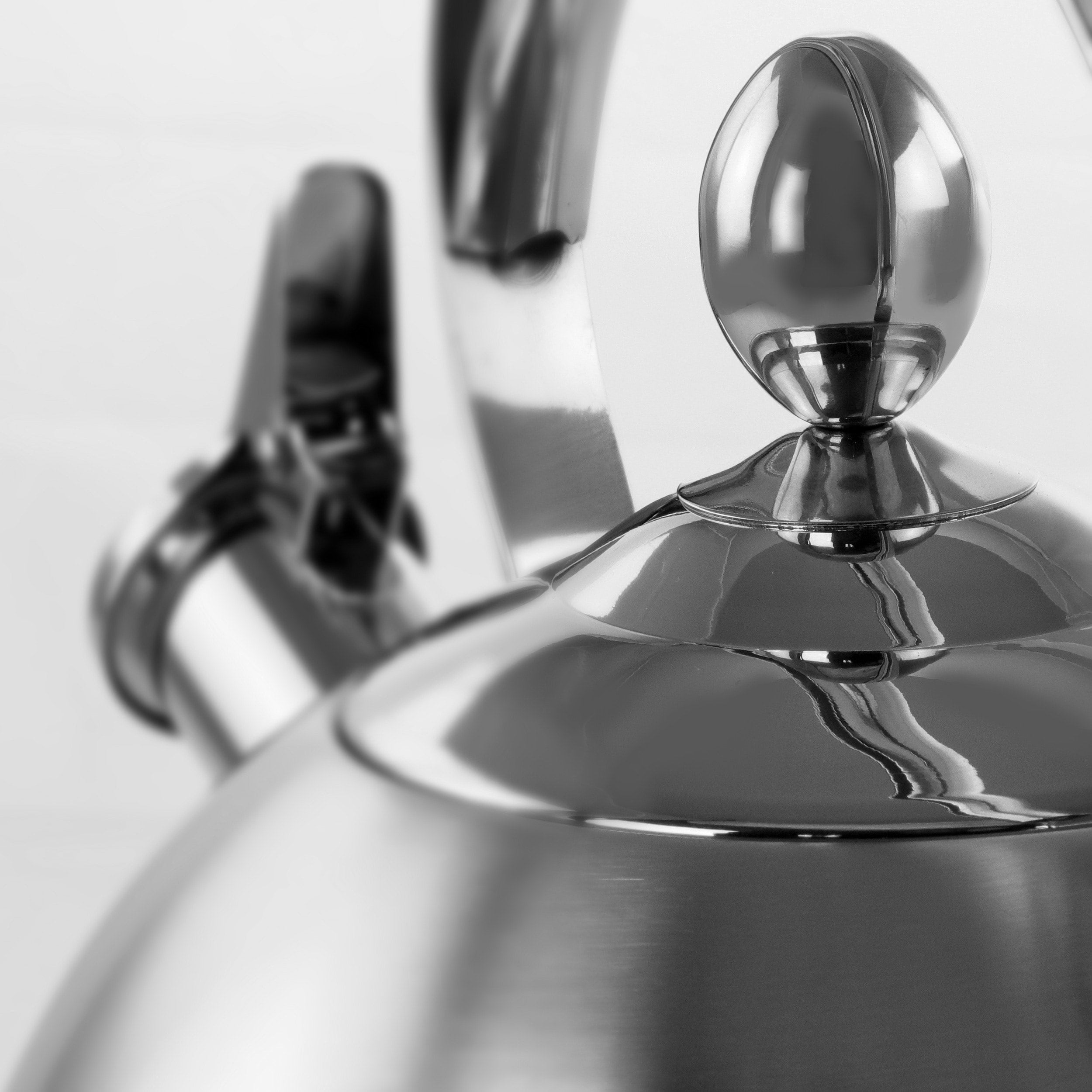 Bouilloire sifflante ronde argentée de 3 litres