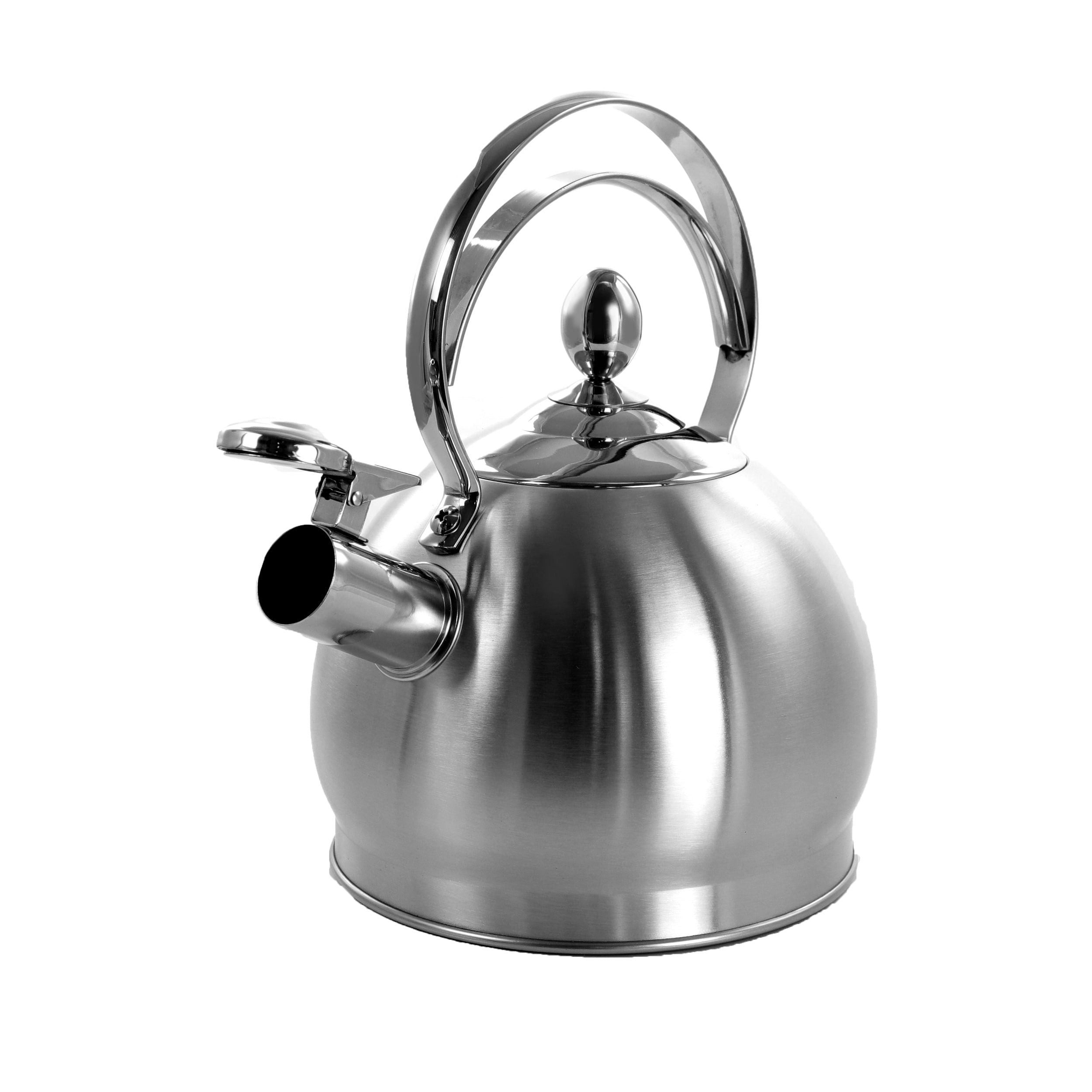 Bouilloire sifflante ronde argentée de 3 litres