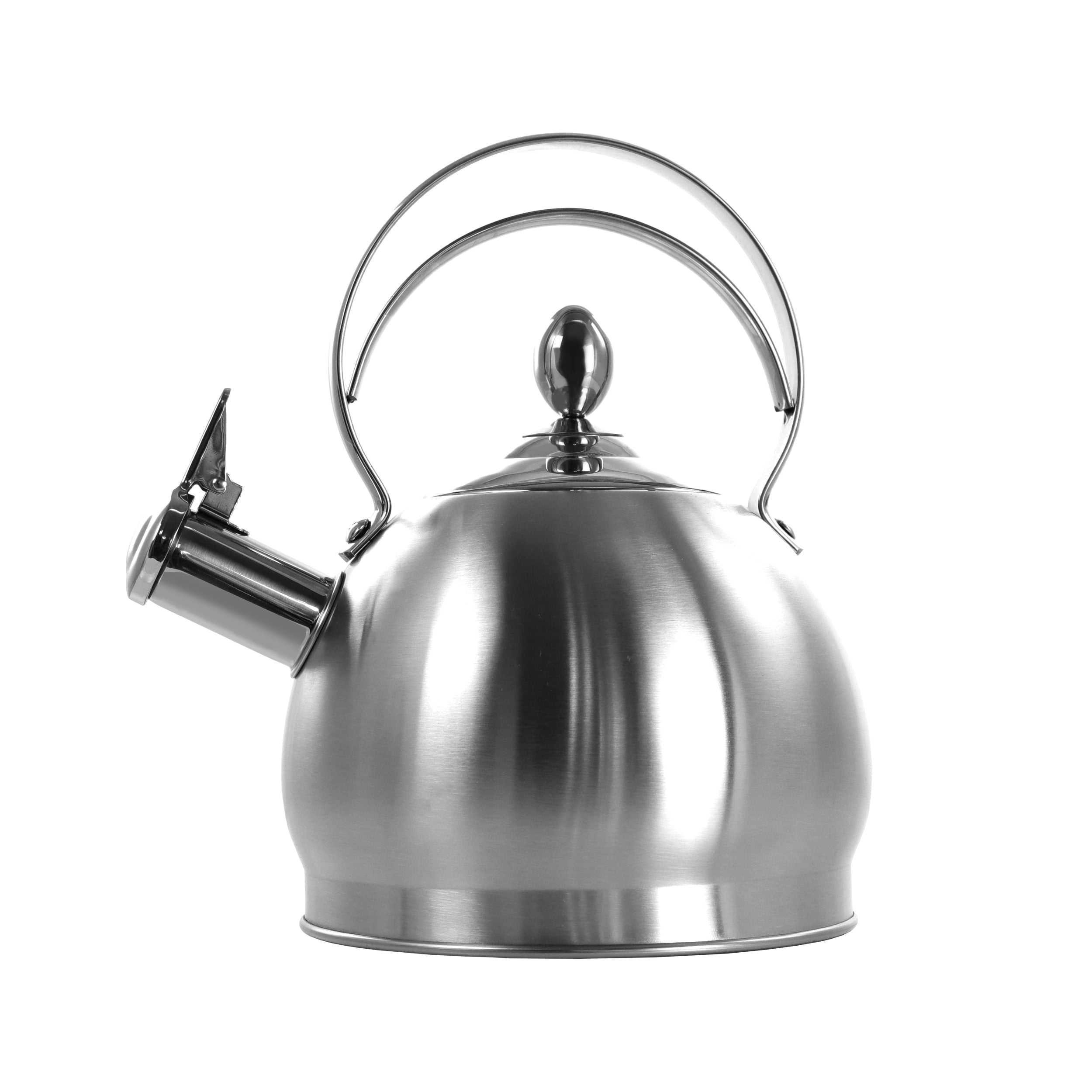 Bouilloire sifflante ronde argentée de 3 litres