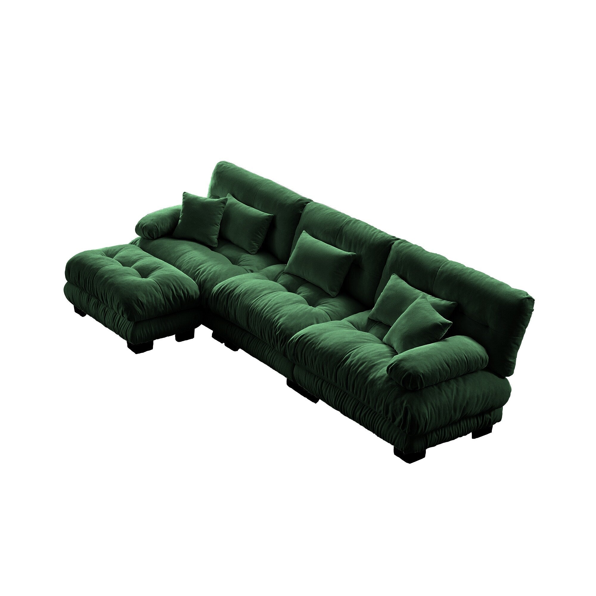 Canapé modulable 3 places, canapé profond en forme de nuage en L avec pouf convertible pour le salon