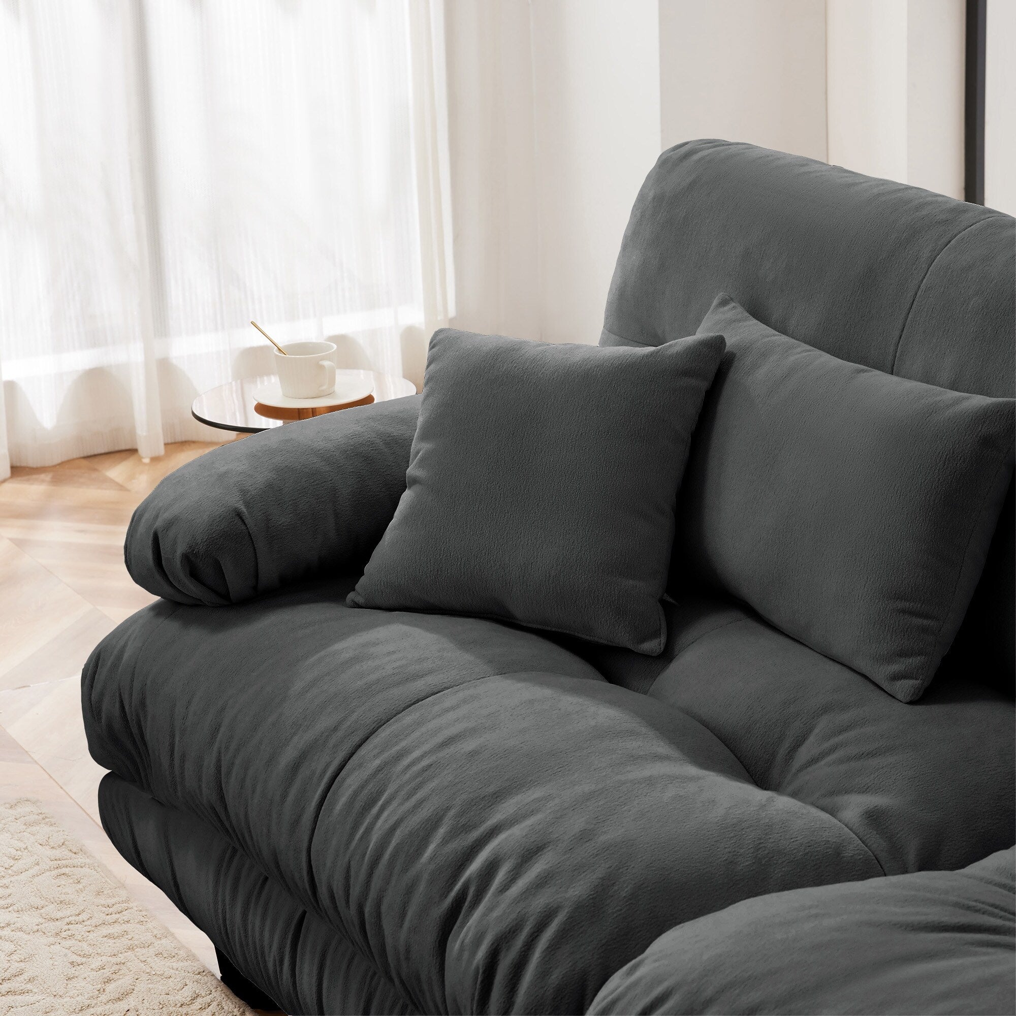 Canapé modulable 3 places, canapé profond en forme de nuage en L avec pouf convertible pour le salon