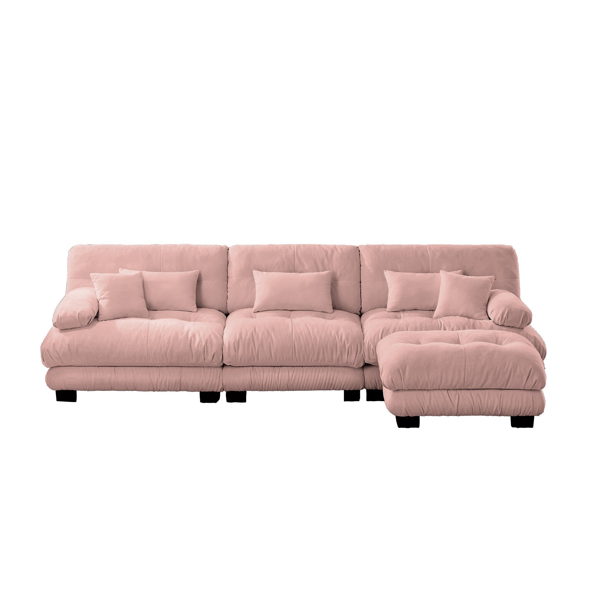 Canapé modulable 3 places, canapé profond en forme de nuage en L avec pouf convertible pour le salon