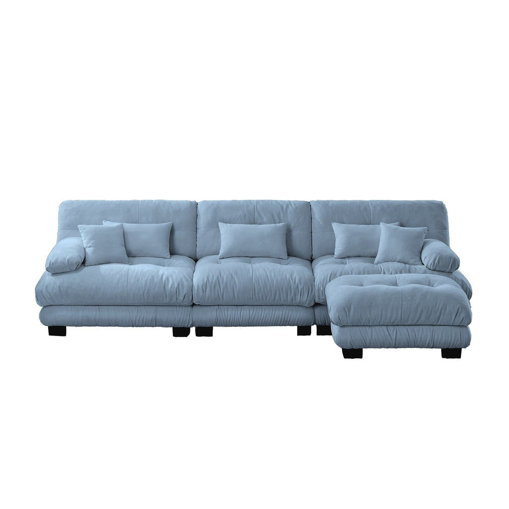 Canapé modulable 3 places, canapé profond en forme de nuage en L avec pouf convertible pour le salon