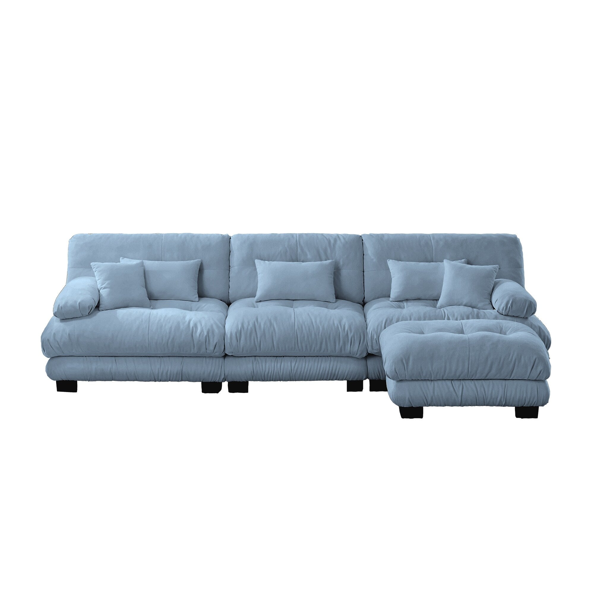 Canapé modulable 3 places, canapé profond en forme de nuage en L avec pouf convertible pour le salon