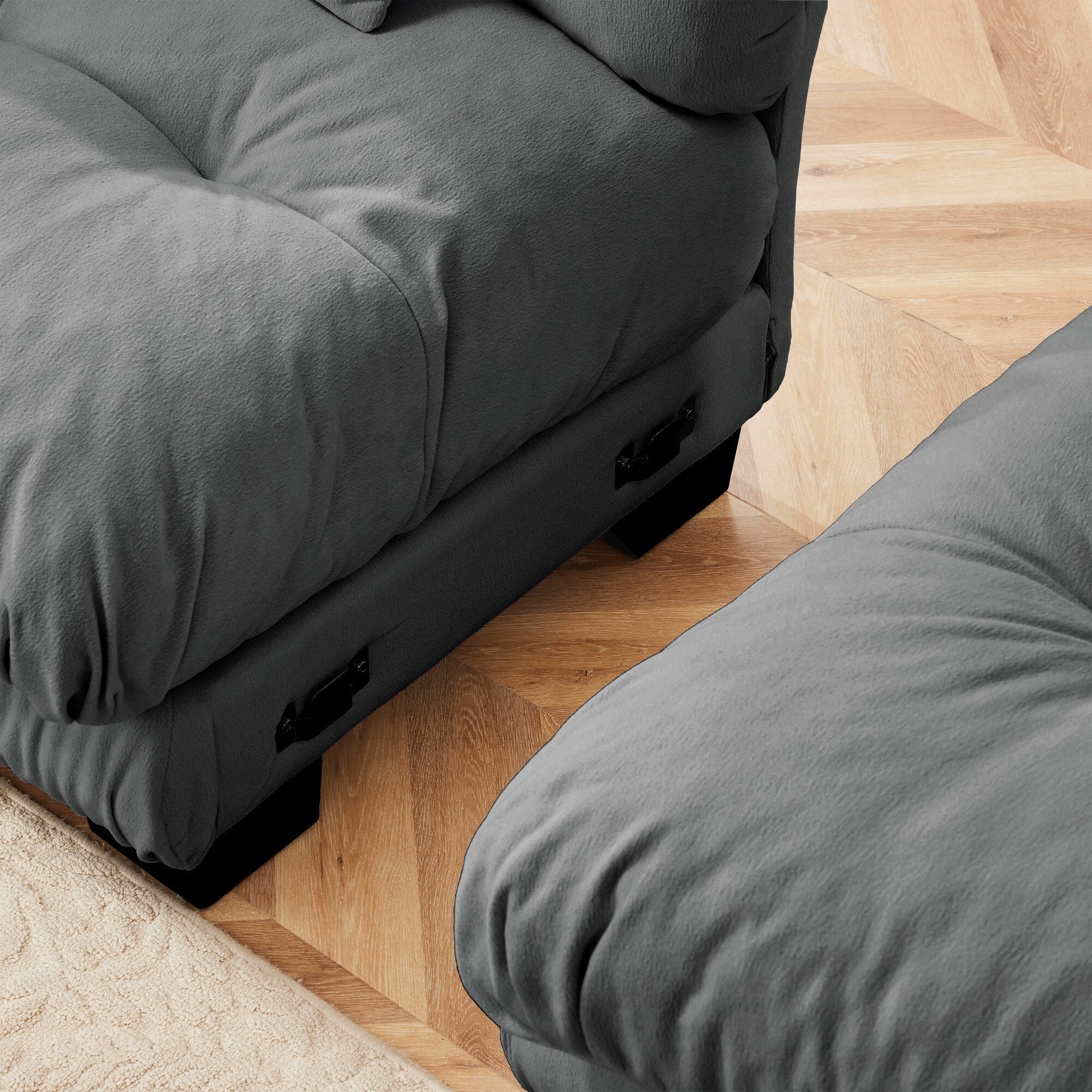 Canapé modulable 3 places, canapé profond en forme de nuage en L avec pouf convertible pour le salon