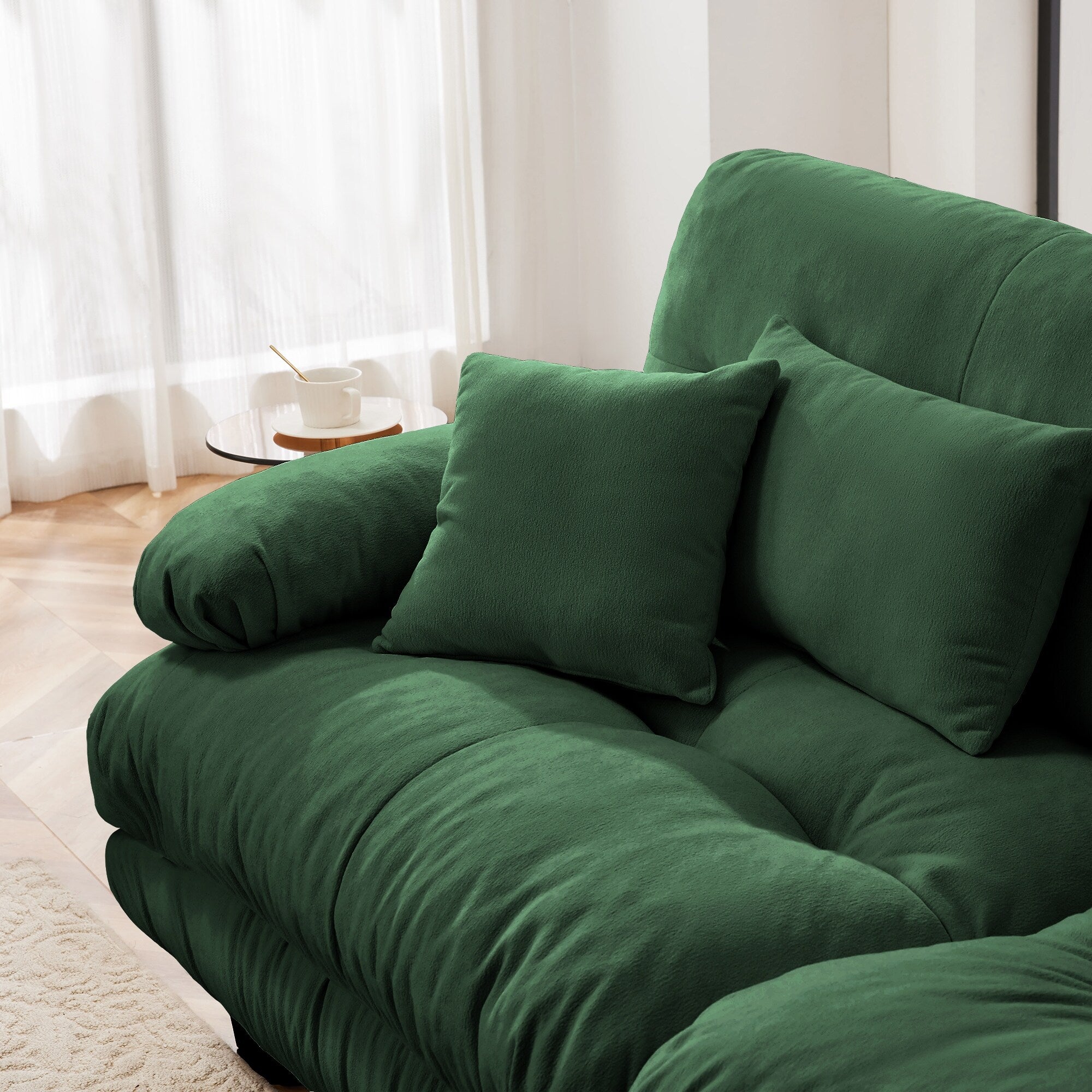Canapé modulable 3 places, canapé profond en forme de nuage en L avec pouf convertible pour le salon