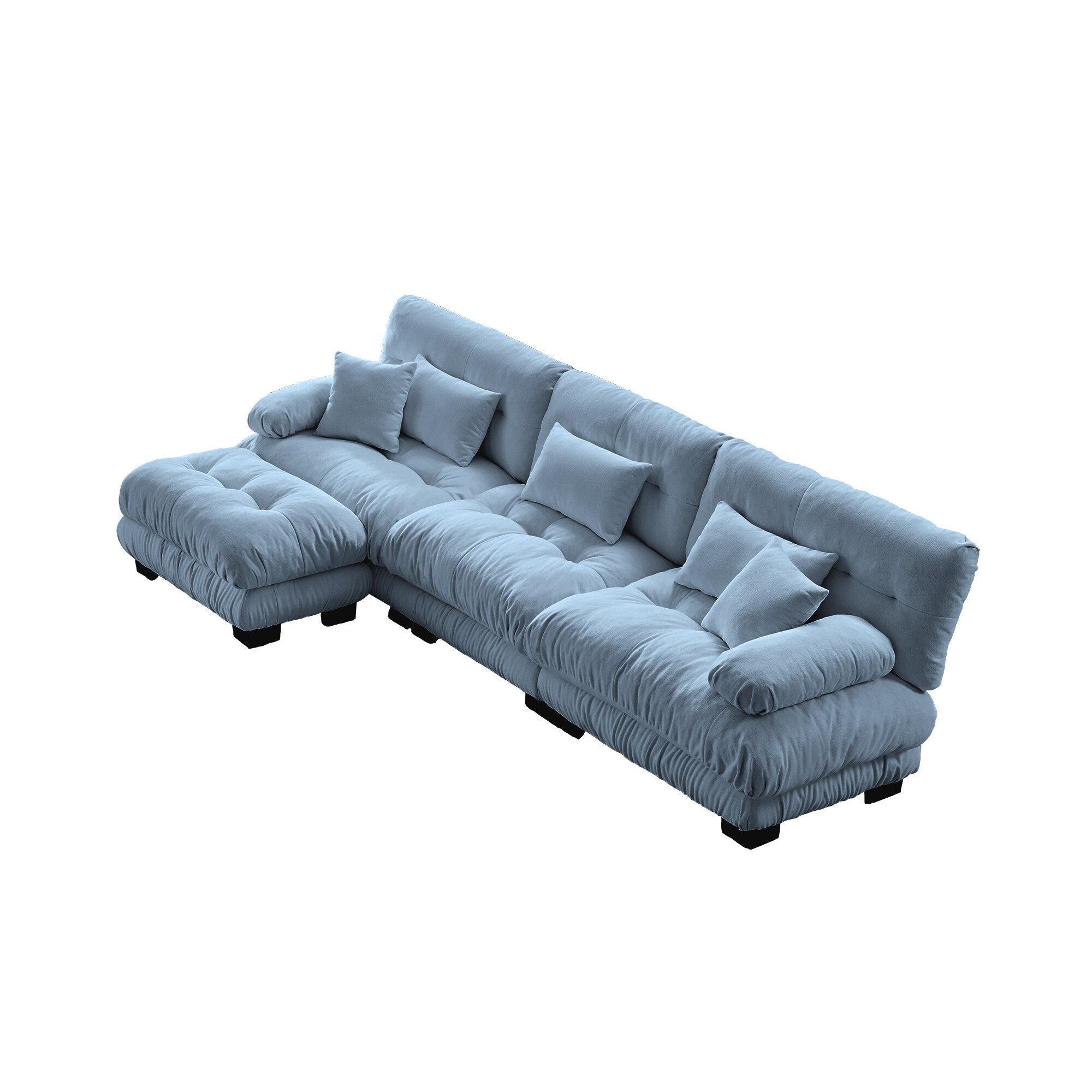 Canapé modulable 3 places, canapé profond en forme de nuage en L avec pouf convertible pour le salon
