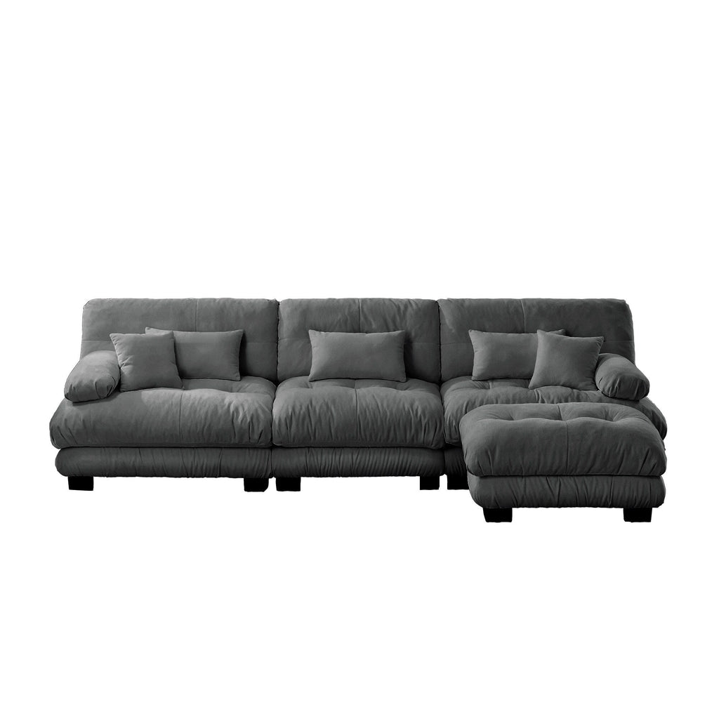 Canapé modulable 3 places, canapé profond en forme de nuage en L avec pouf convertible pour le salon