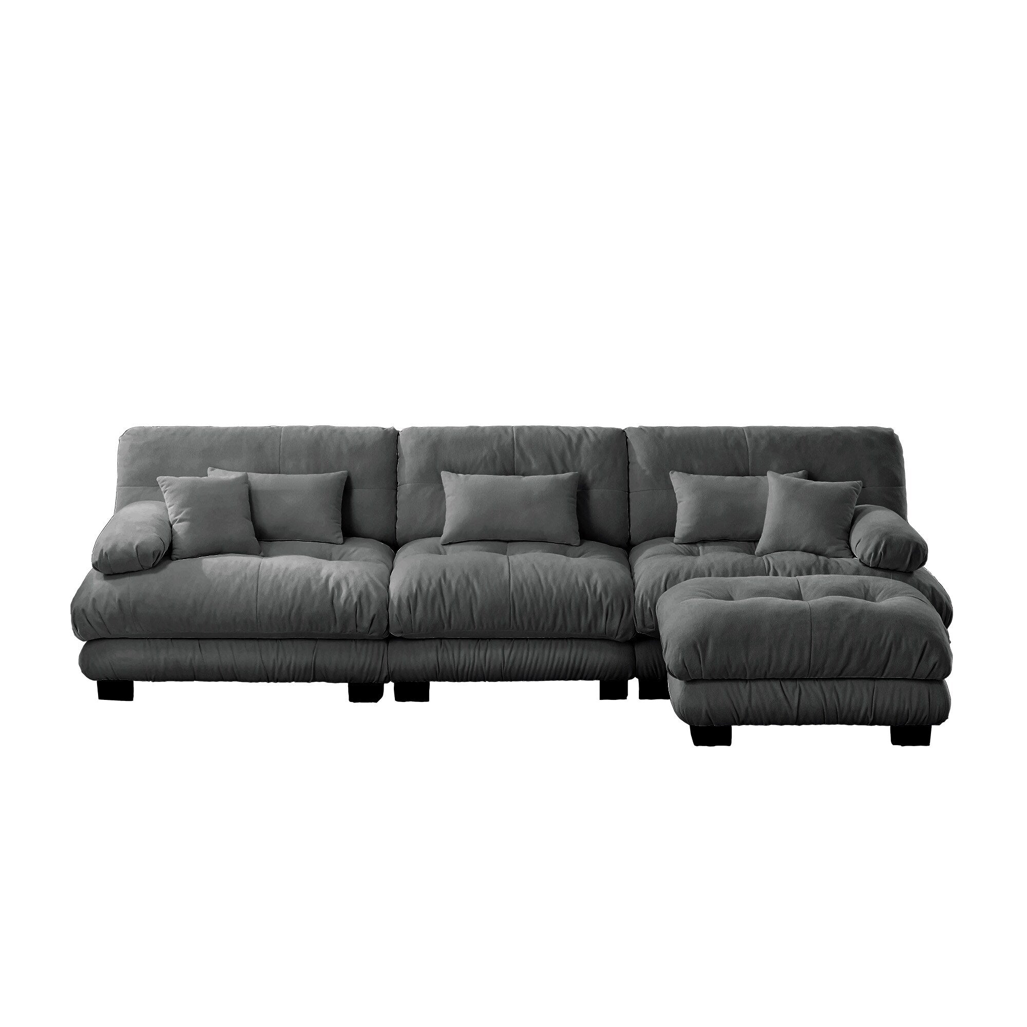 Canapé modulable 3 places, canapé profond en forme de nuage en L avec pouf convertible pour le salon