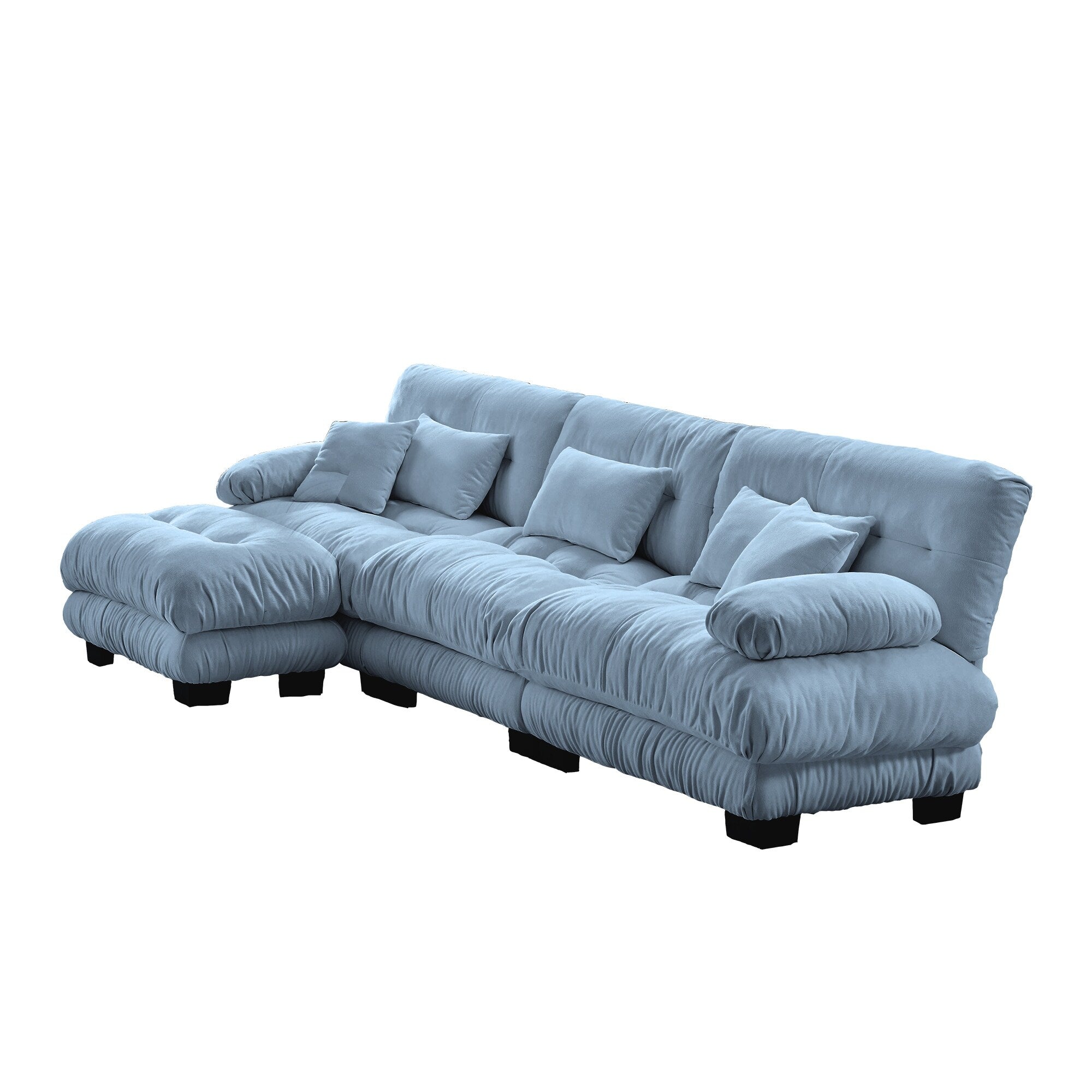 Canapé modulable 3 places, canapé profond en forme de nuage en L avec pouf convertible pour le salon