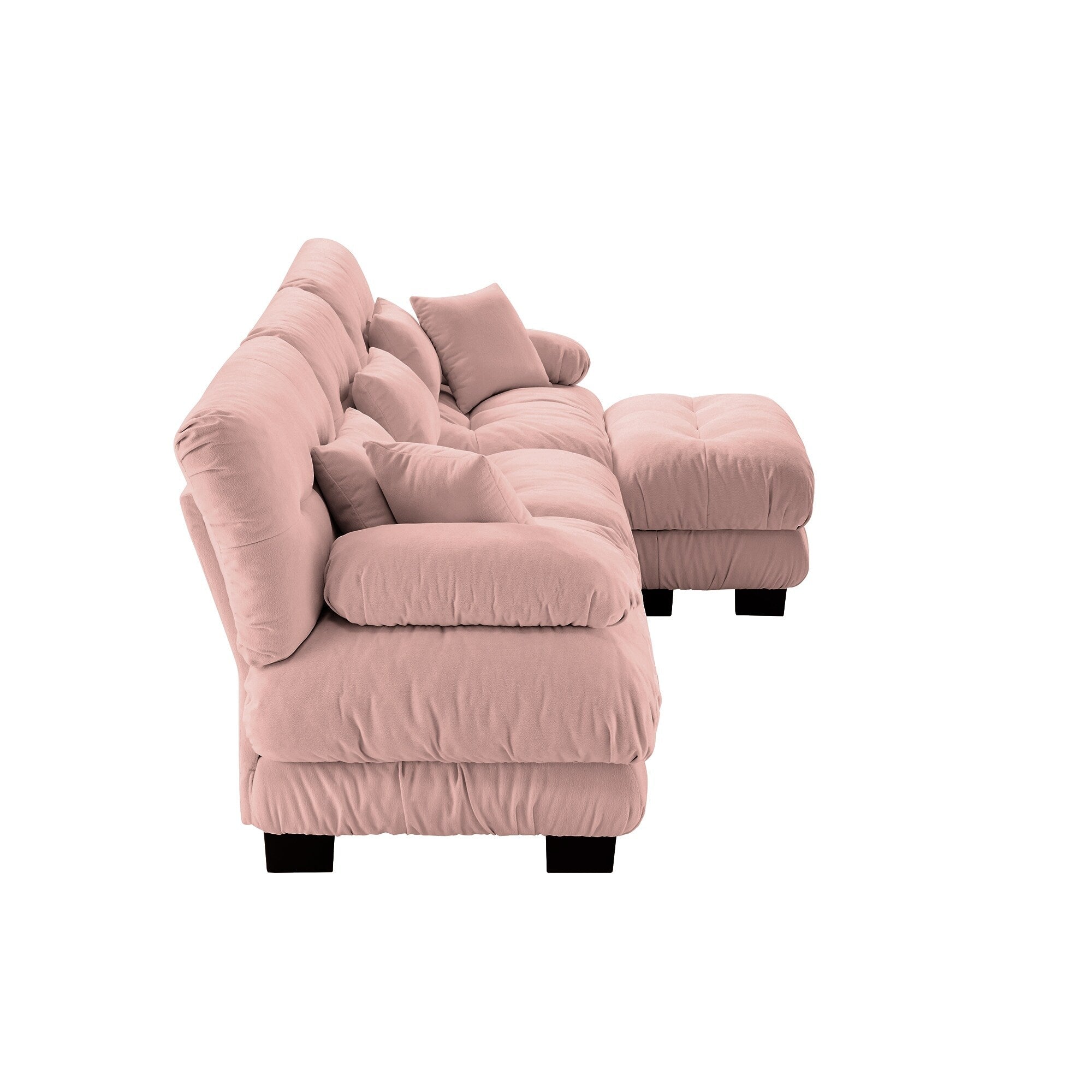 Canapé modulable 3 places, canapé profond en forme de nuage en L avec pouf convertible pour le salon