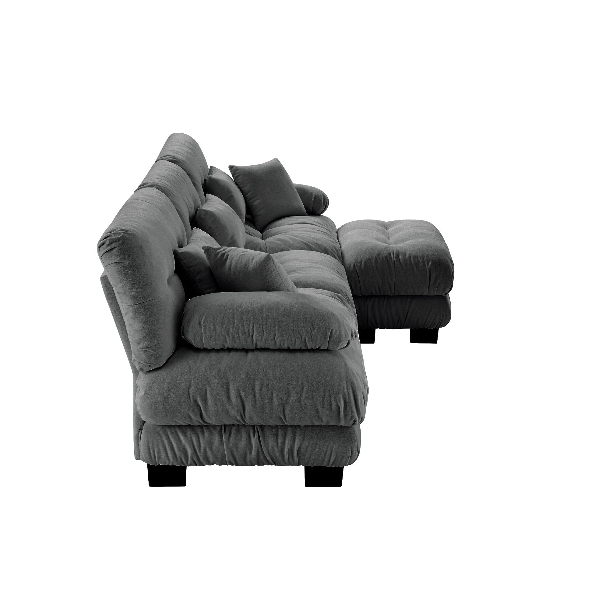 Canapé modulable 3 places, canapé profond en forme de nuage en L avec pouf convertible pour le salon