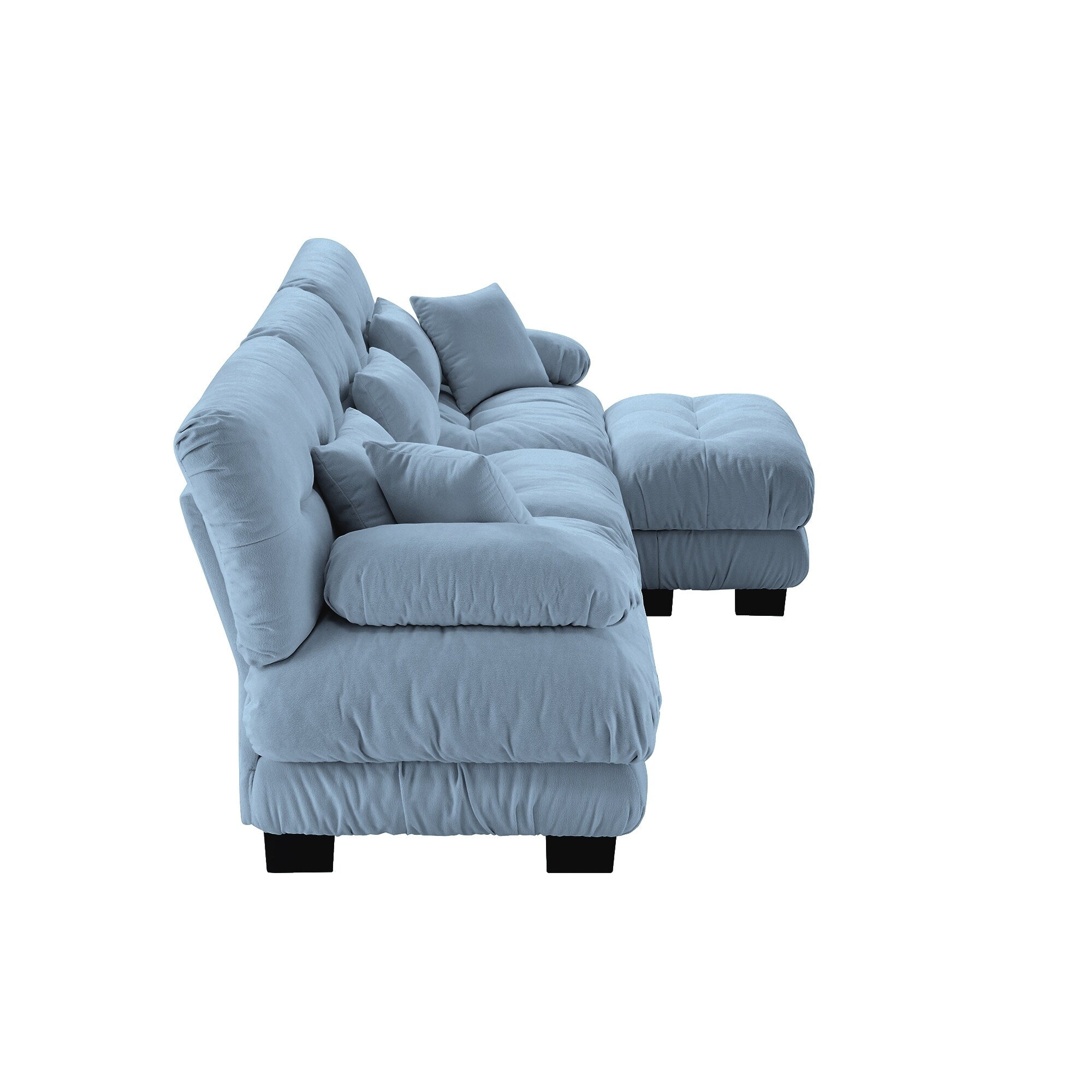 Canapé modulable 3 places, canapé profond en forme de nuage en L avec pouf convertible pour le salon