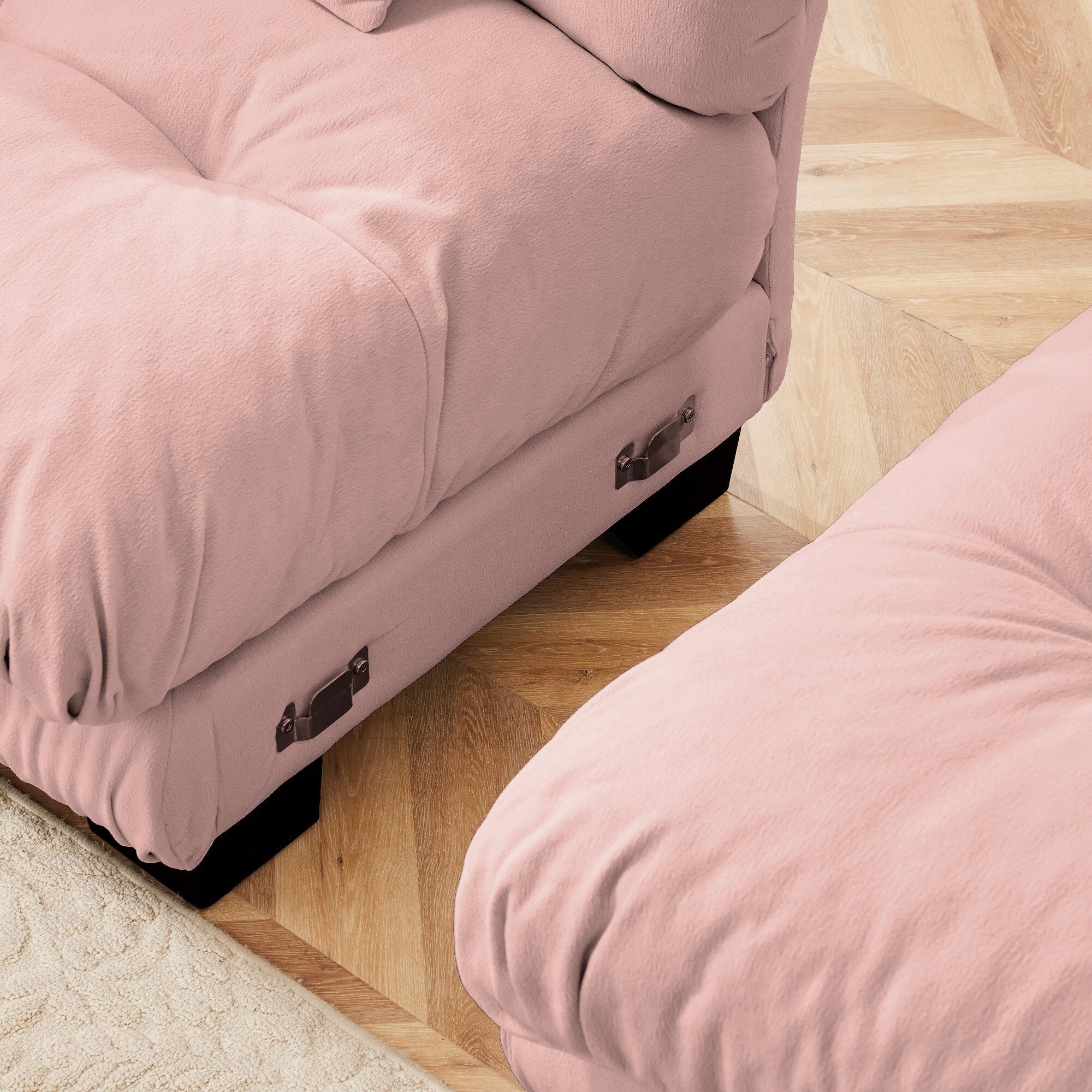 Canapé modulable 3 places, canapé profond en forme de nuage en L avec pouf convertible pour le salon
