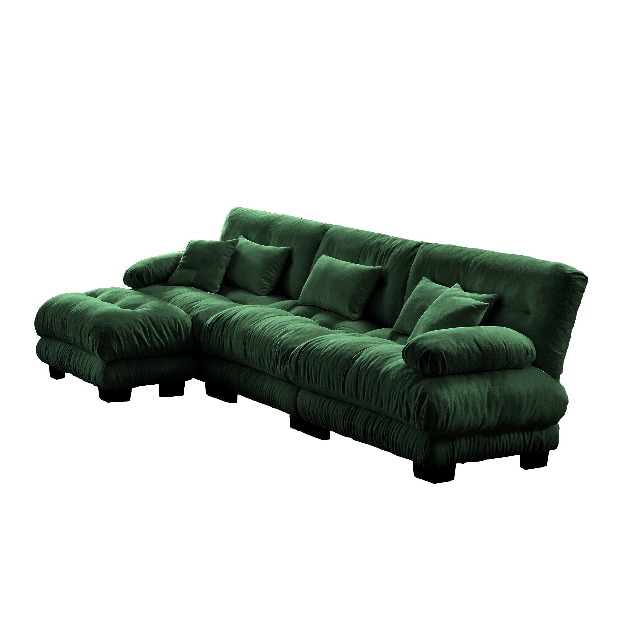 Canapé modulable 3 places, canapé profond en forme de nuage en L avec pouf convertible pour le salon