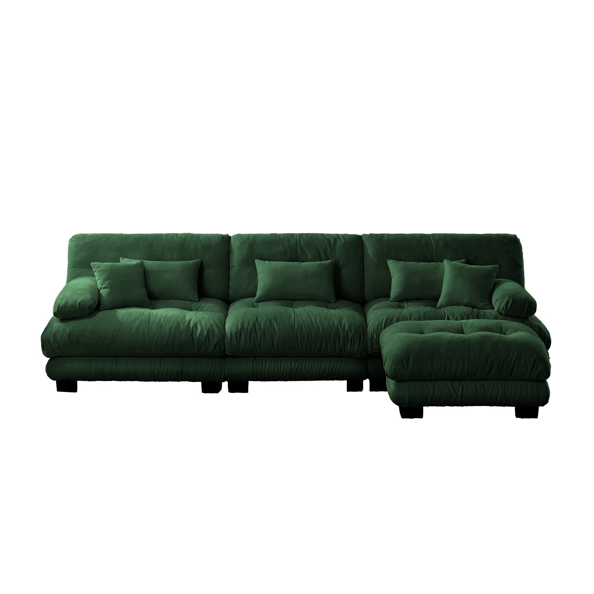 Canapé modulable 3 places, canapé profond en forme de nuage en L avec pouf convertible pour le salon