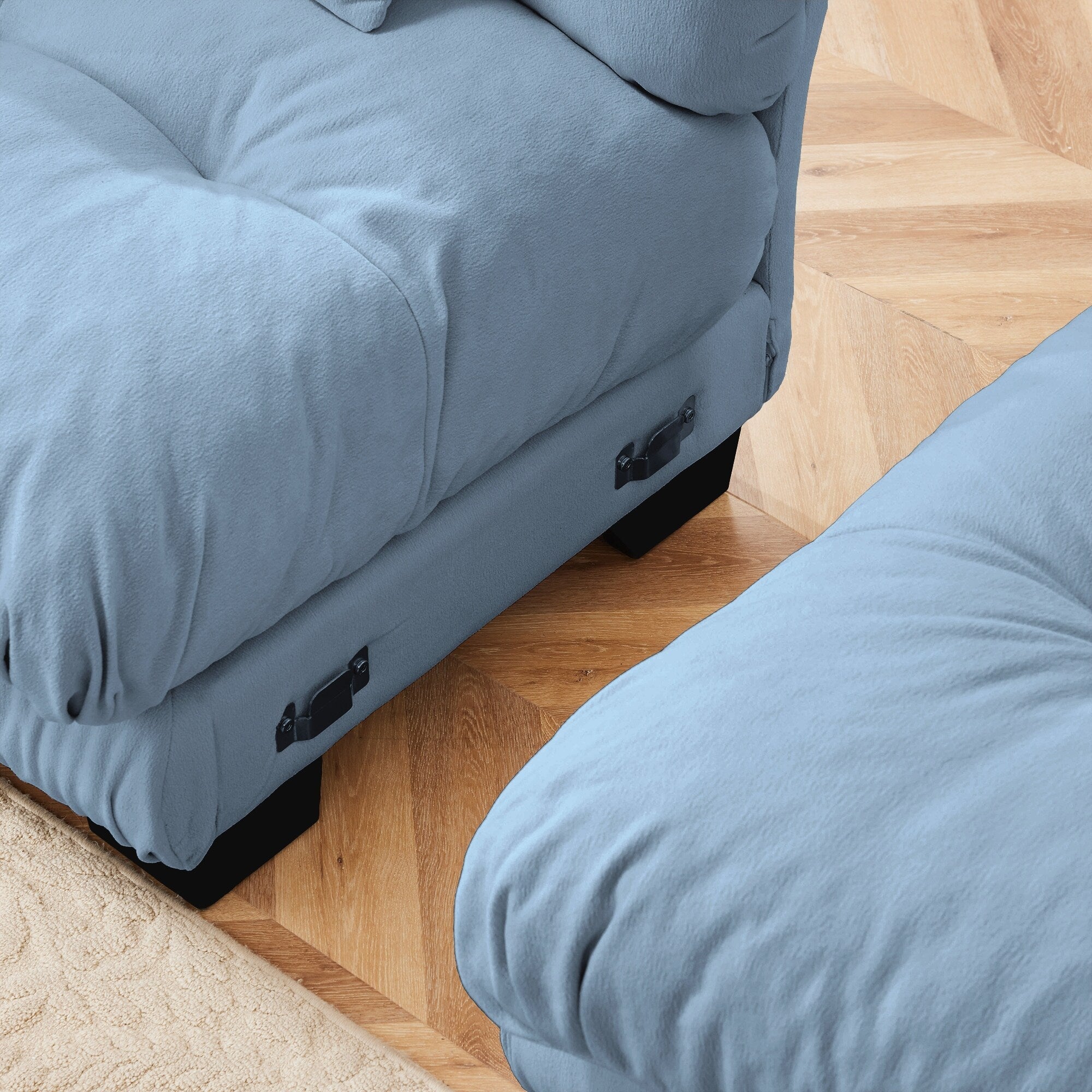 Canapé modulable 3 places, canapé profond en forme de nuage en L avec pouf convertible pour le salon