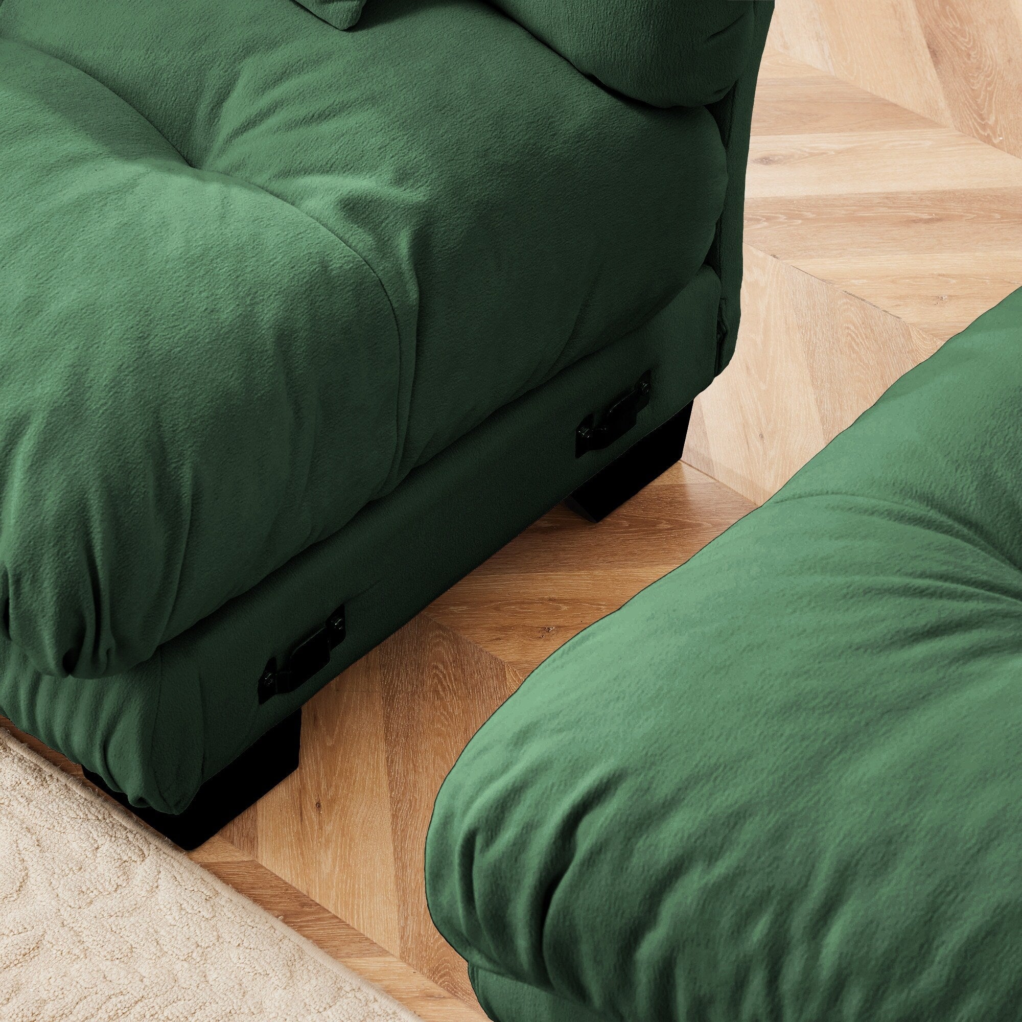 Canapé modulable 3 places, canapé profond en forme de nuage en L avec pouf convertible pour le salon