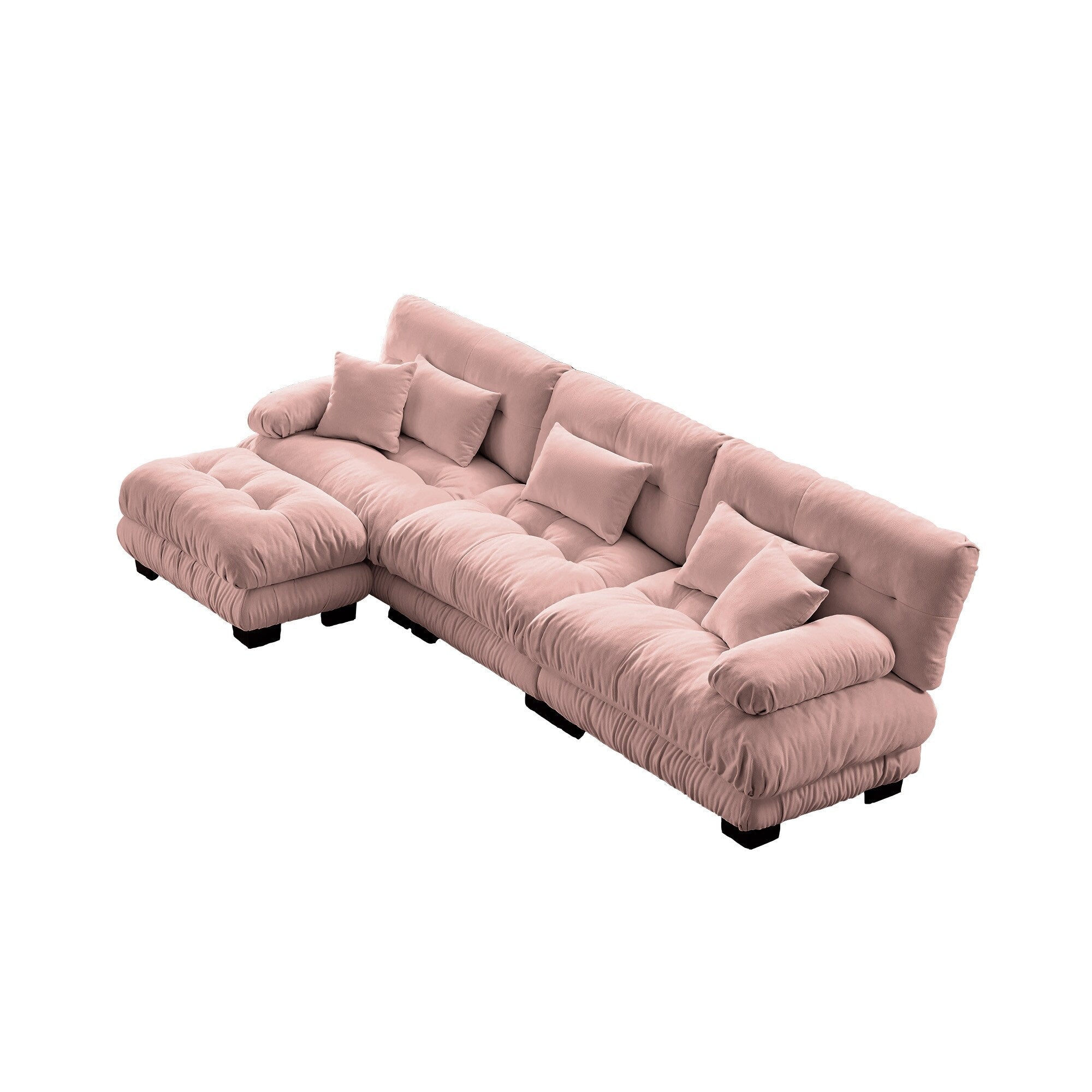 Canapé modulable 3 places, canapé profond en forme de nuage en L avec pouf convertible pour le salon