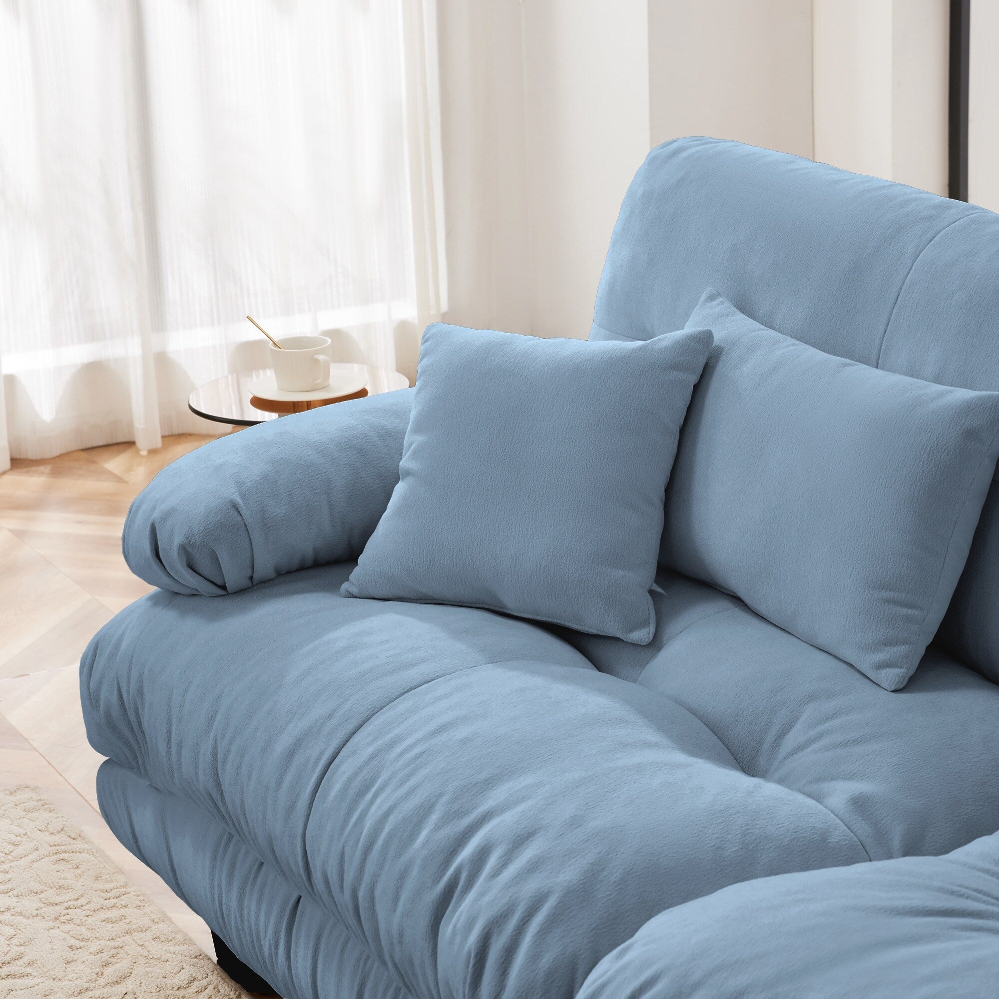 Canapé modulable 3 places, canapé profond en forme de nuage en L avec pouf convertible pour le salon