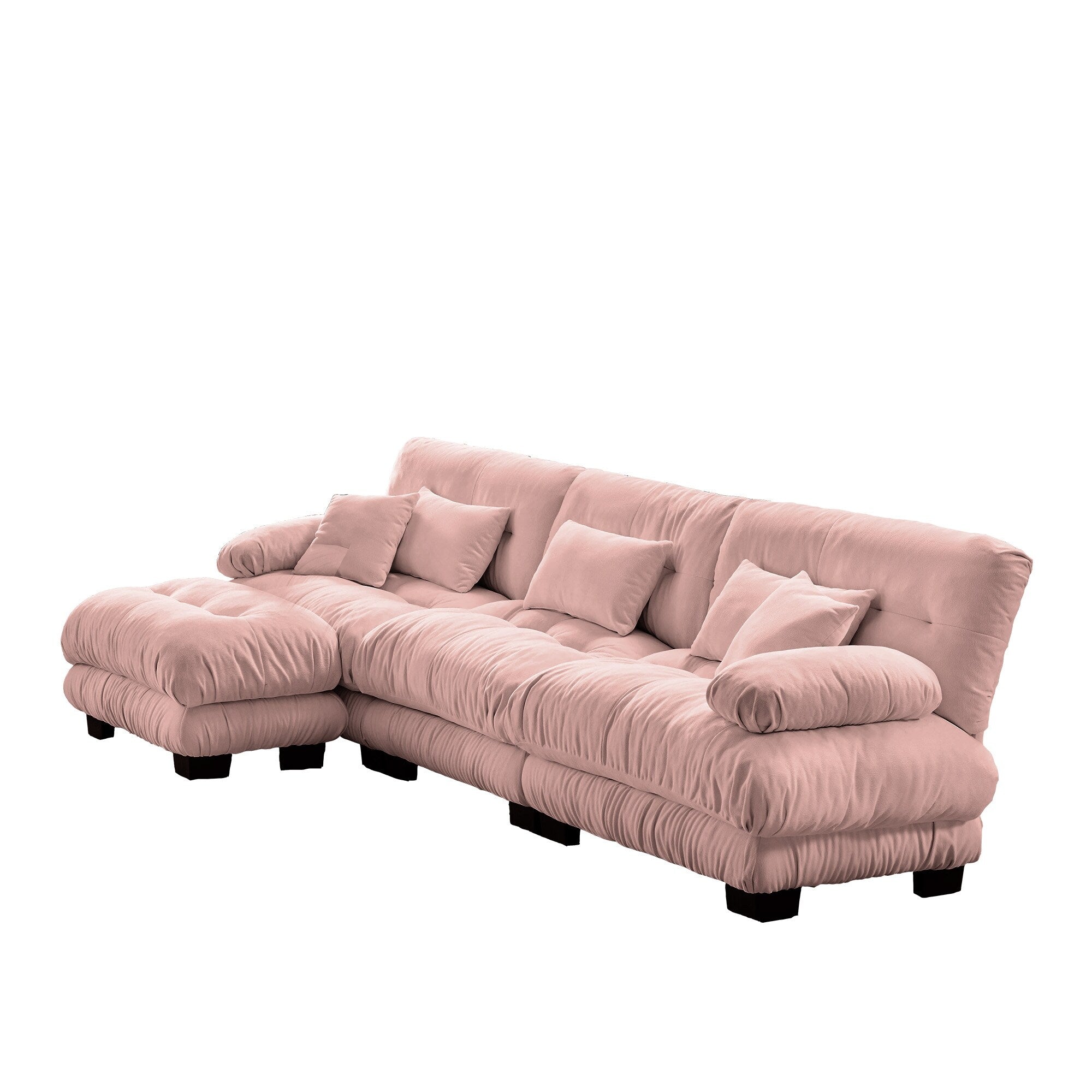 Canapé modulable 3 places, canapé profond en forme de nuage en L avec pouf convertible pour le salon