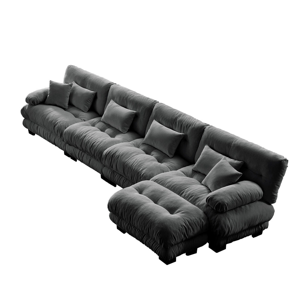 Canapé modulable 3 places, canapé profond en forme de nuage en L avec pouf convertible pour le salon
