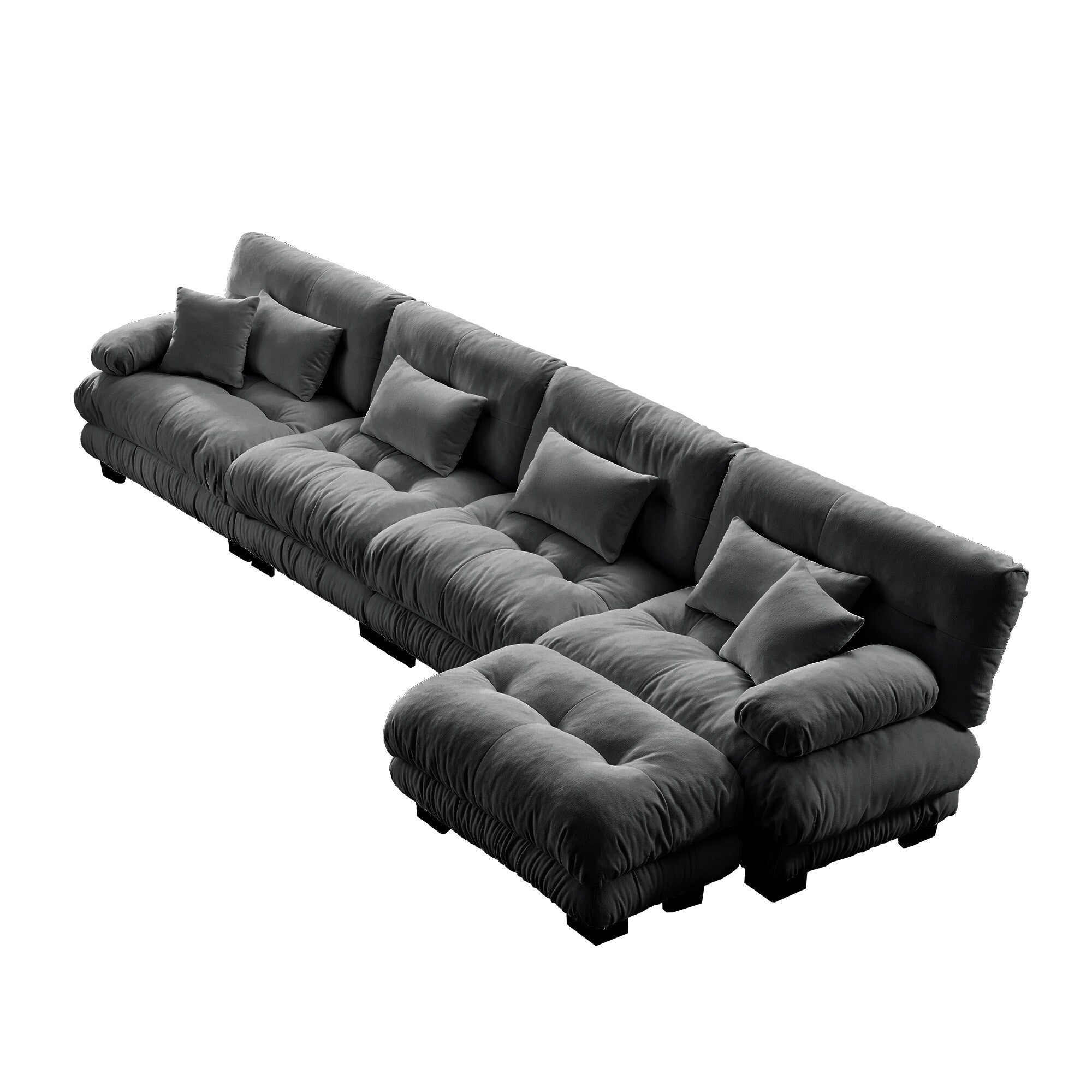 Canapé modulable 3 places, canapé profond en forme de nuage en L avec pouf convertible pour le salon