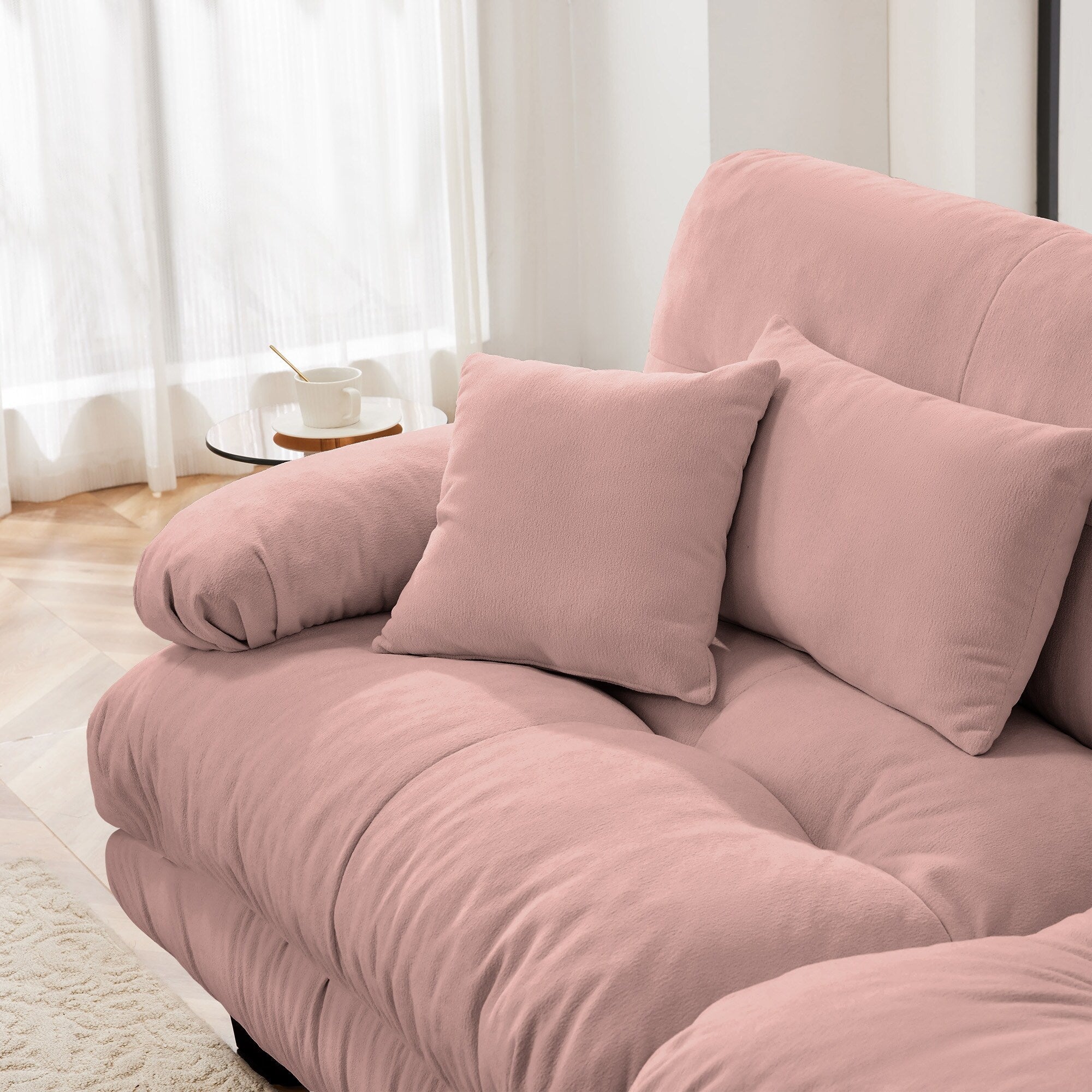 Canapé modulable 3 places, canapé profond en forme de nuage en L avec pouf convertible pour le salon