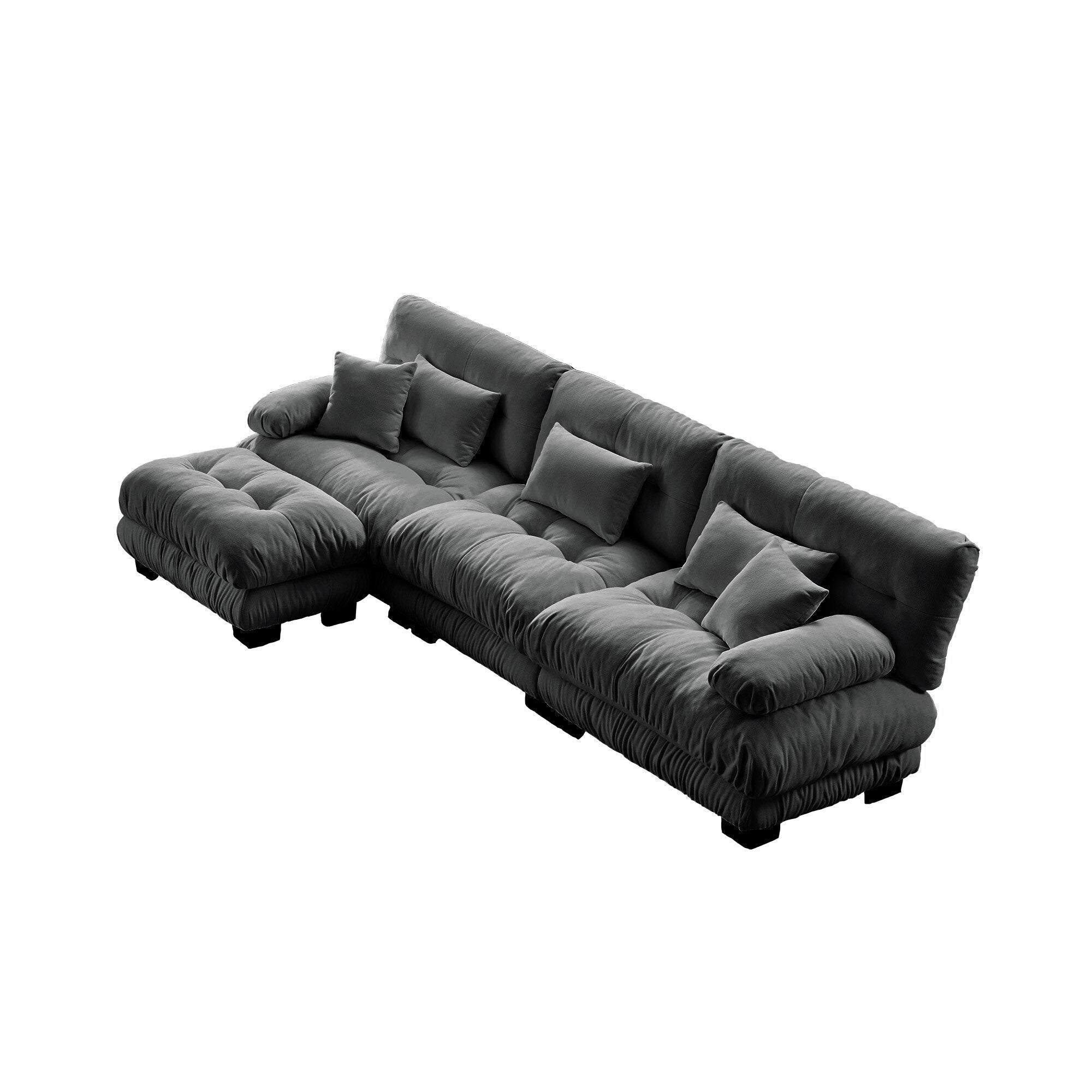 Canapé modulable 3 places, canapé profond en forme de nuage en L avec pouf convertible pour le salon